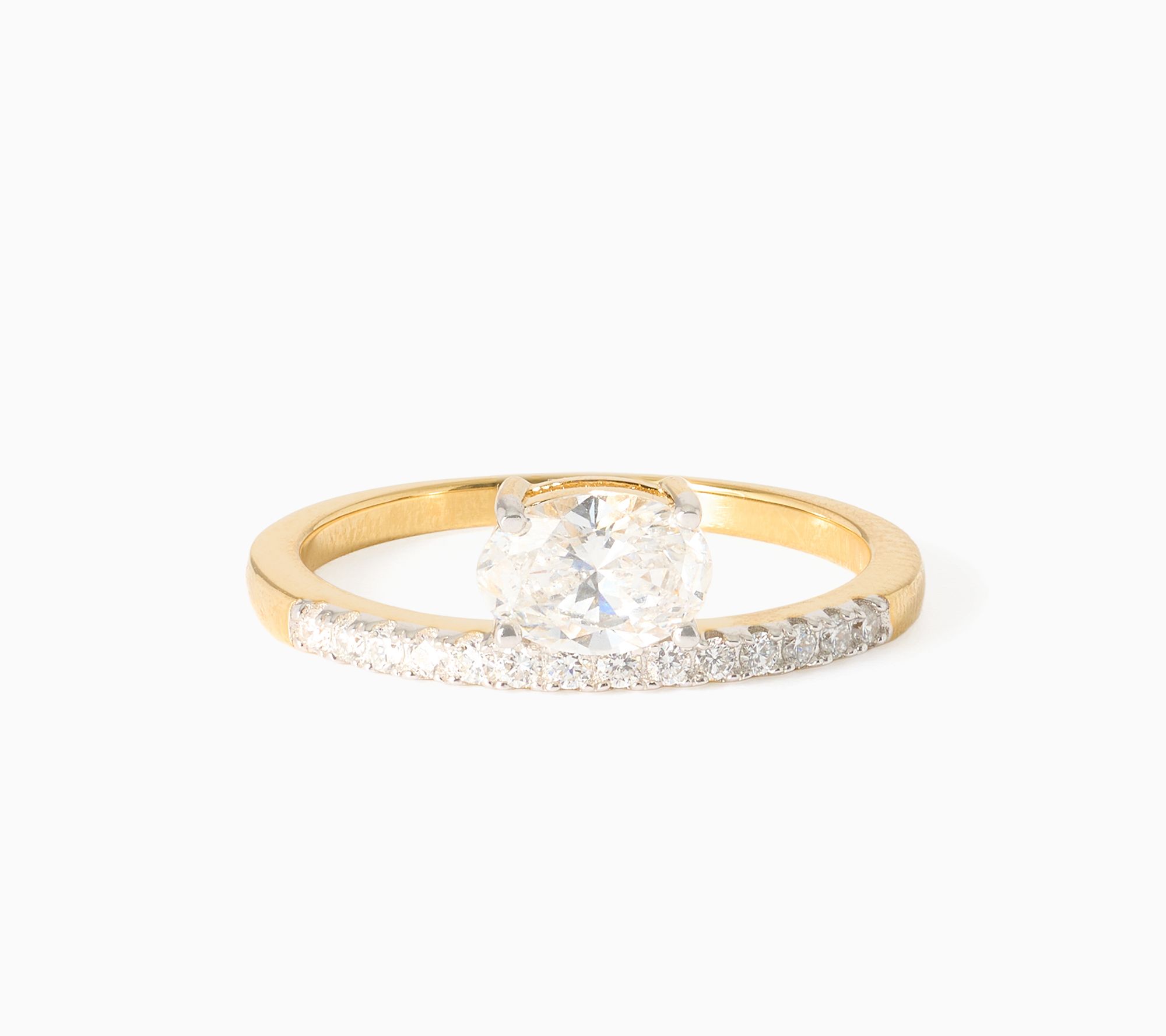 Fire Light Lab Grown Diamond Floating Solitaire Ring Gold Plate