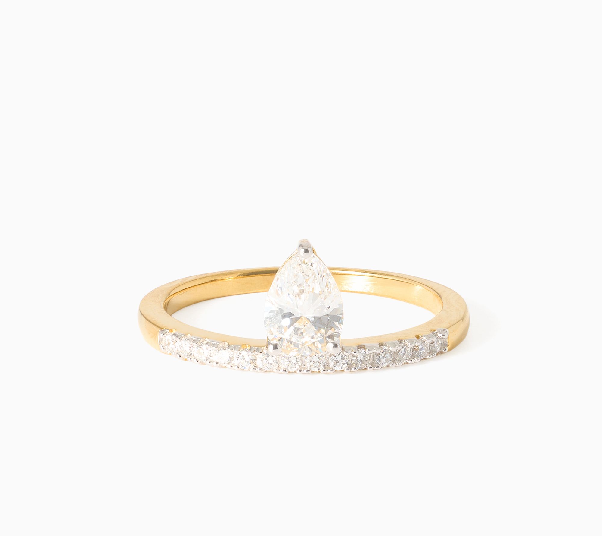 Fire Light Lab Grown Diamond Floating Solitaire Ring Gold Plate