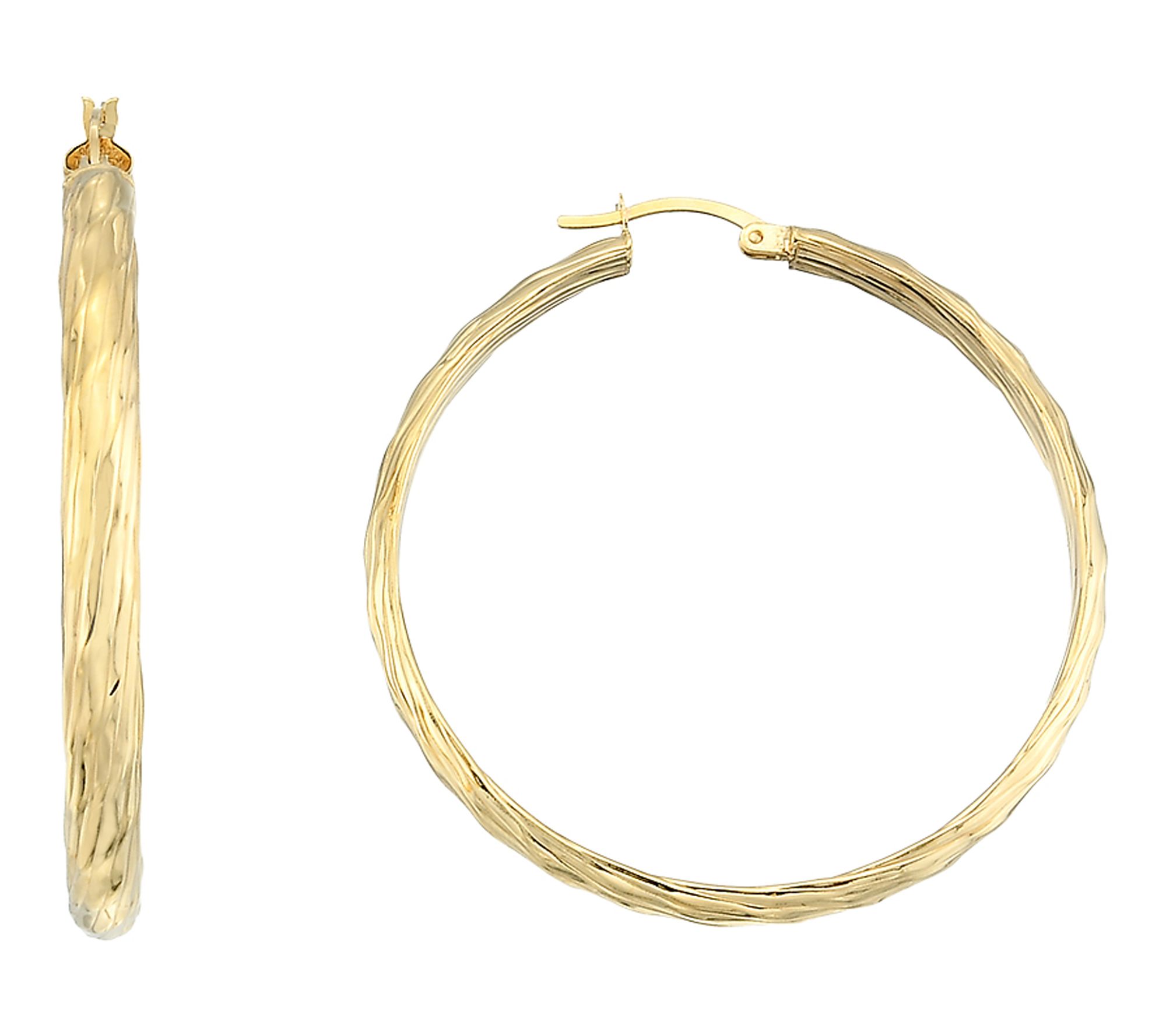 Silver Style 2.00 in Twist Texture Hoop Earring Sterling