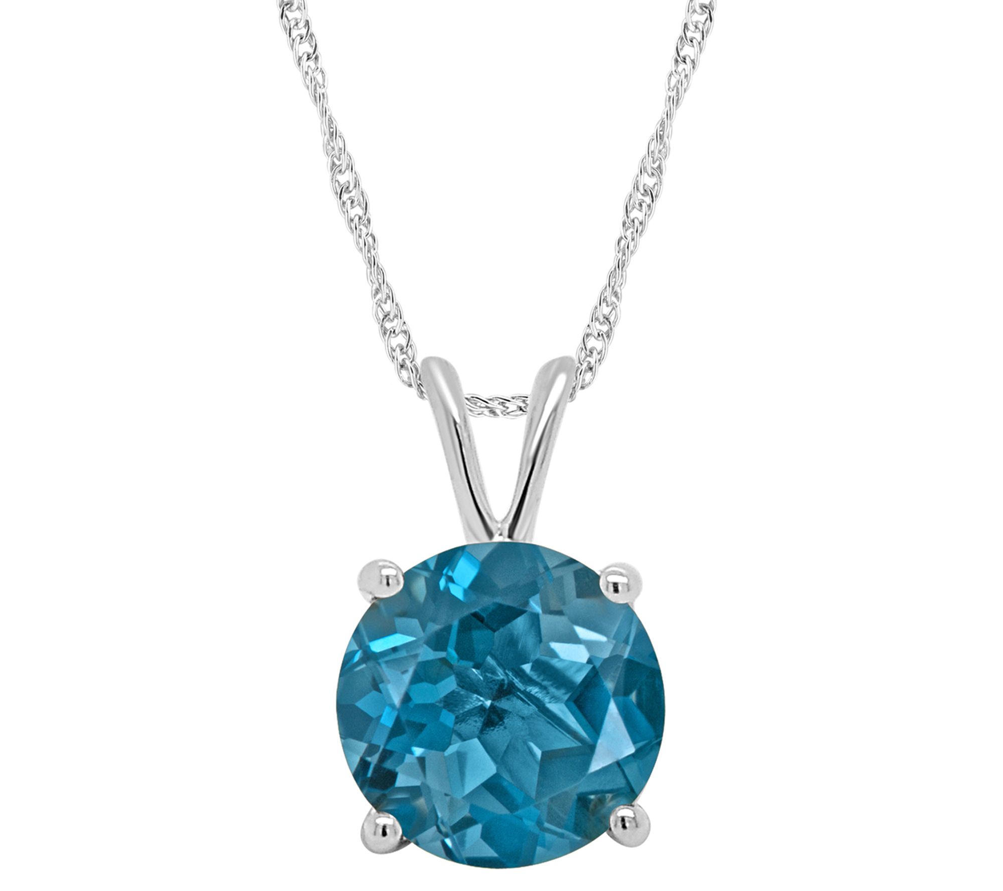 14K Gold 2.20 cttw Round London Blue Topaz Pendant with Chain