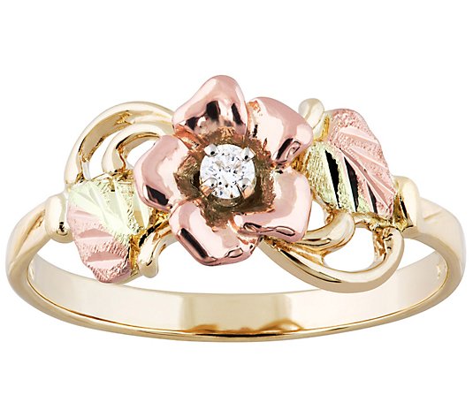 Black Hills Gold Diamond Accent Floral Ring, 10K/12K Gold