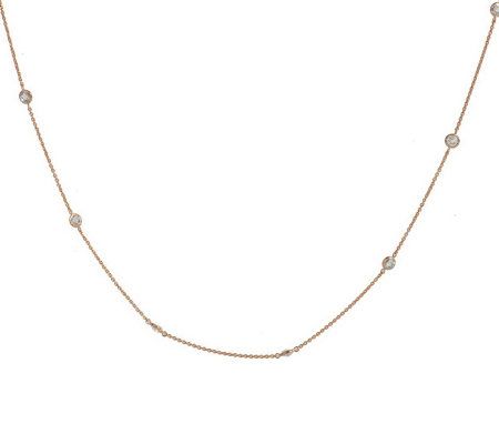 Diamonique Sterling 14K Gold Clad Adjustable Slide Necklace - QVC.com