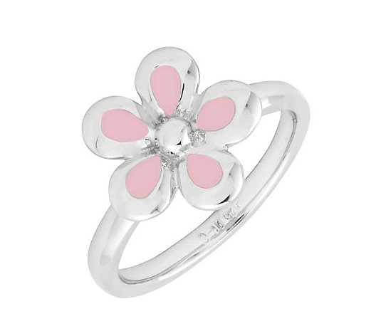 Simply Stacks Sterling Polished & Epoxy EnamelFlower Ring
