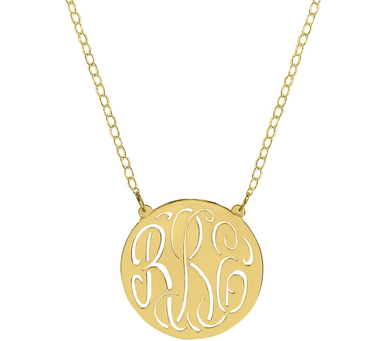 Round Cut-out Monogram 18" Necklace, Sterling