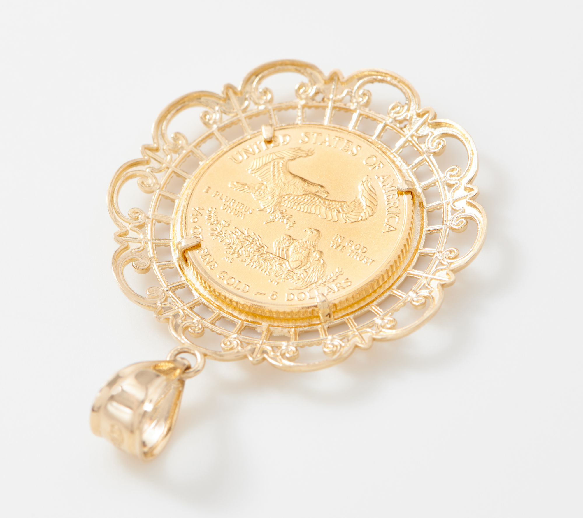 Liberty Coin 14K/22K Gold Lady Liberty Filigree Design Pendant - QVC.com