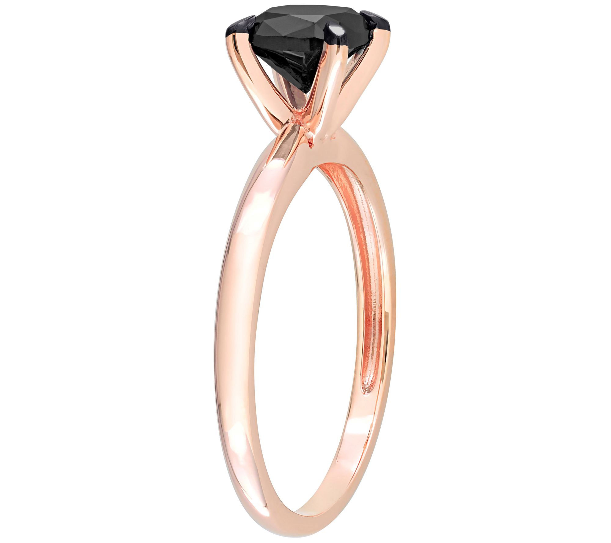 Affinity 1.00 cttw Cushion Black Diamond Ring, 14K Rose Gold - QVC.com