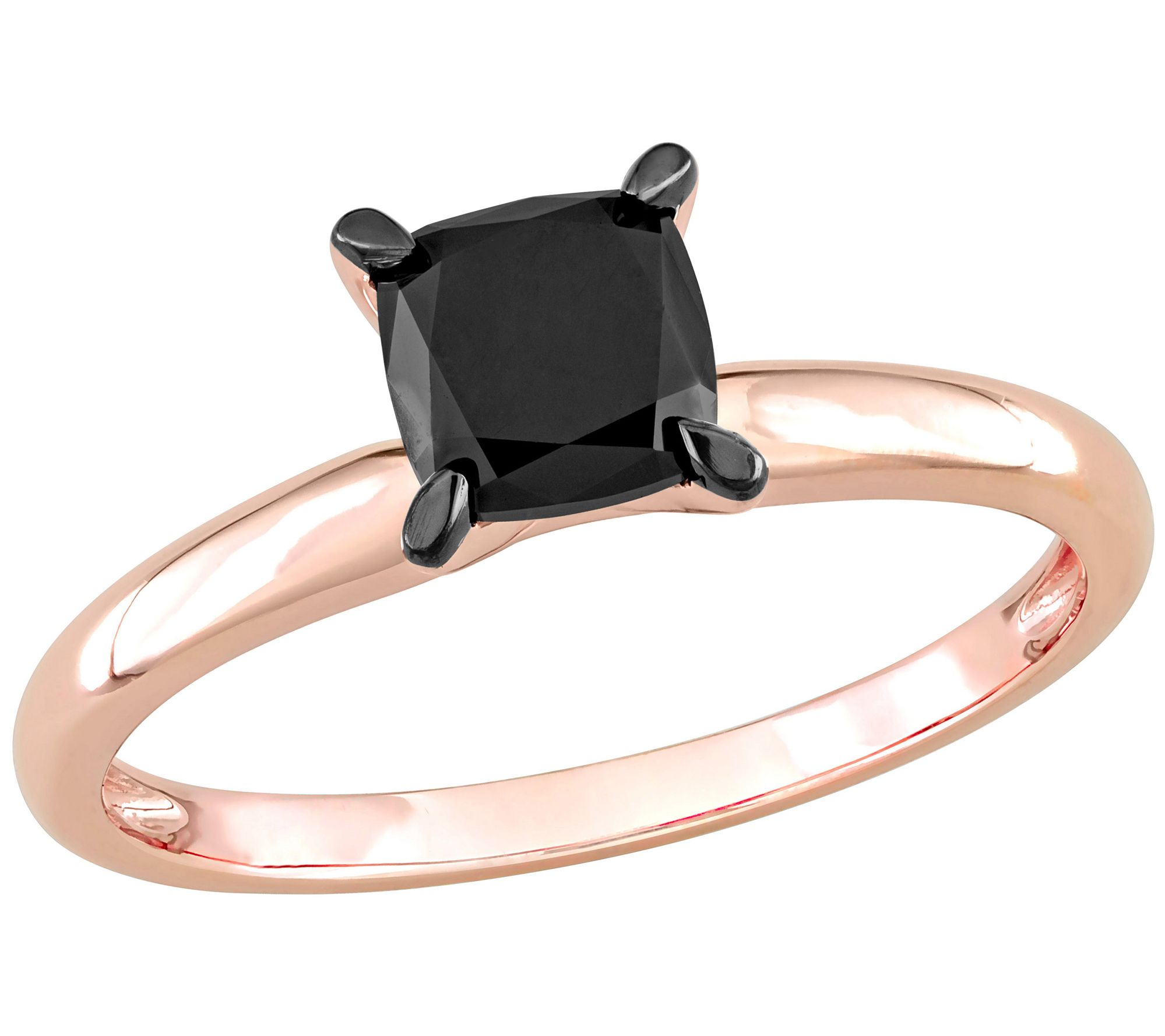 Affinity 1.00 cttw Cushion Black Diamond Ring, 14K Rose Gold