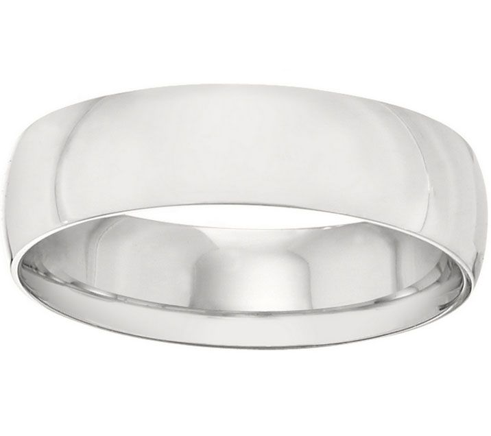 Women S 18K White Gold 6mm Half Round Wedding Band QVC Com   J375473.001