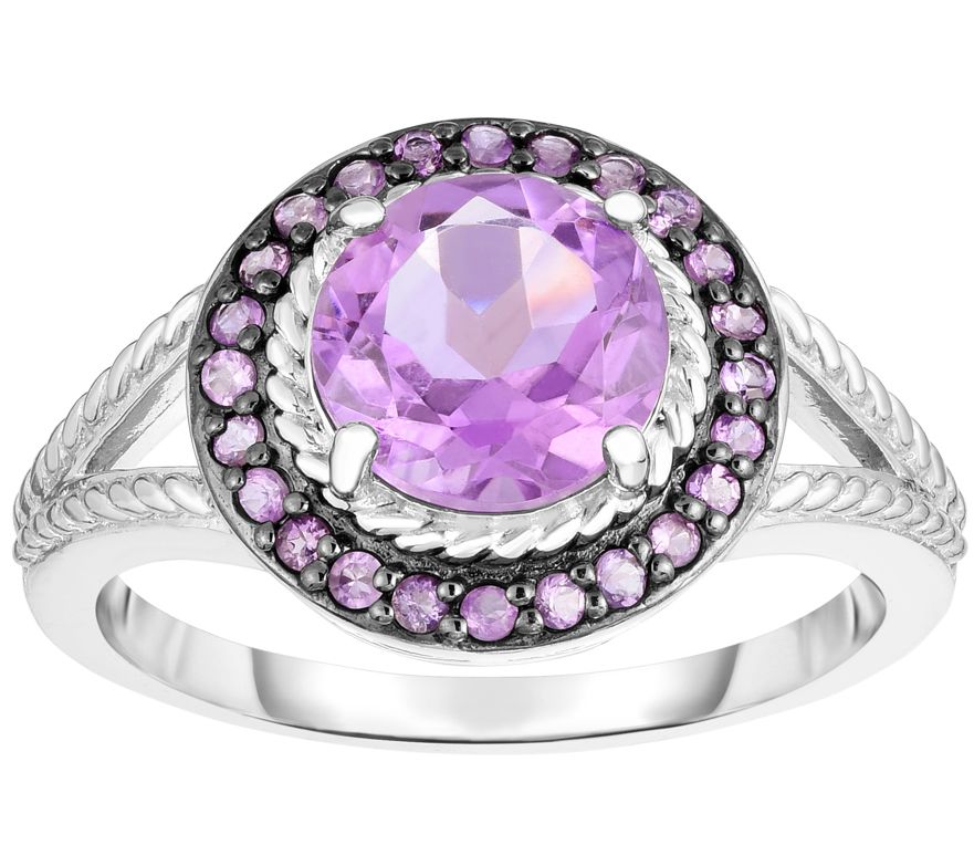 Sterling 2.00 cttw Round Amethyst Halo Ring - QVC.com