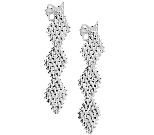 Imperial Silver Triple Marquise-Shaped Dangle Earrings