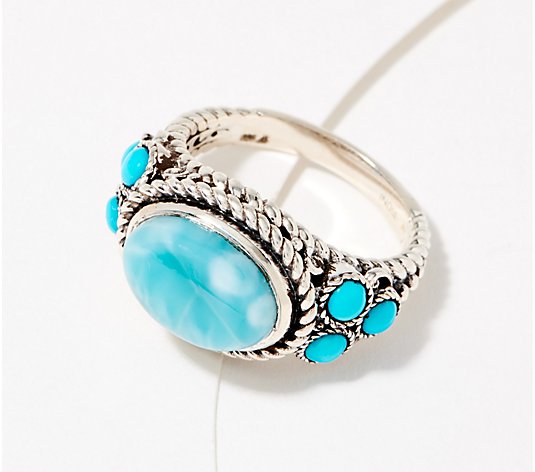 Artisan Crafted Larimar and Sleeping Beauty Turquoise Ring