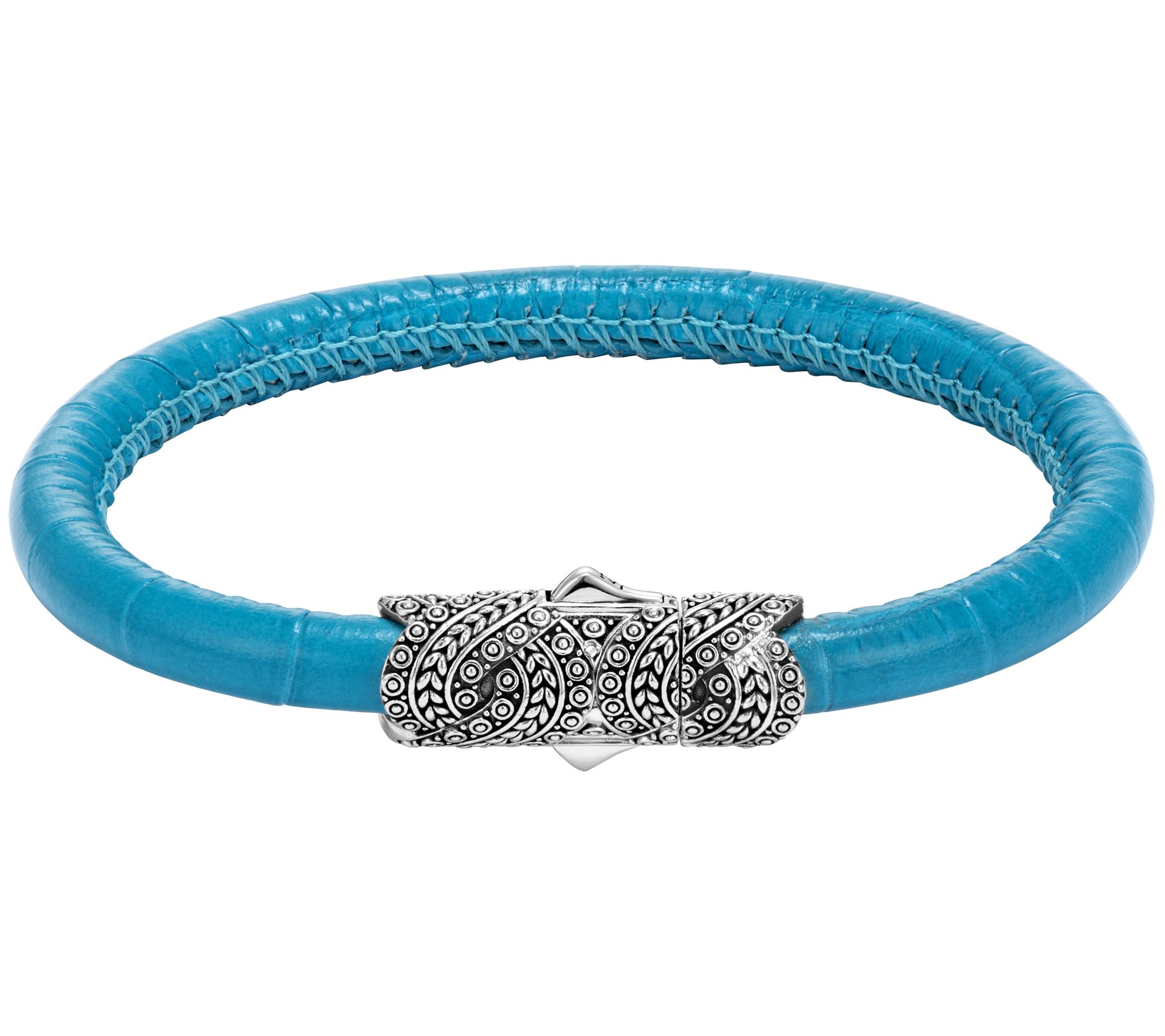 JAI Sterling Silver & Croco Textured Leather Bracelet