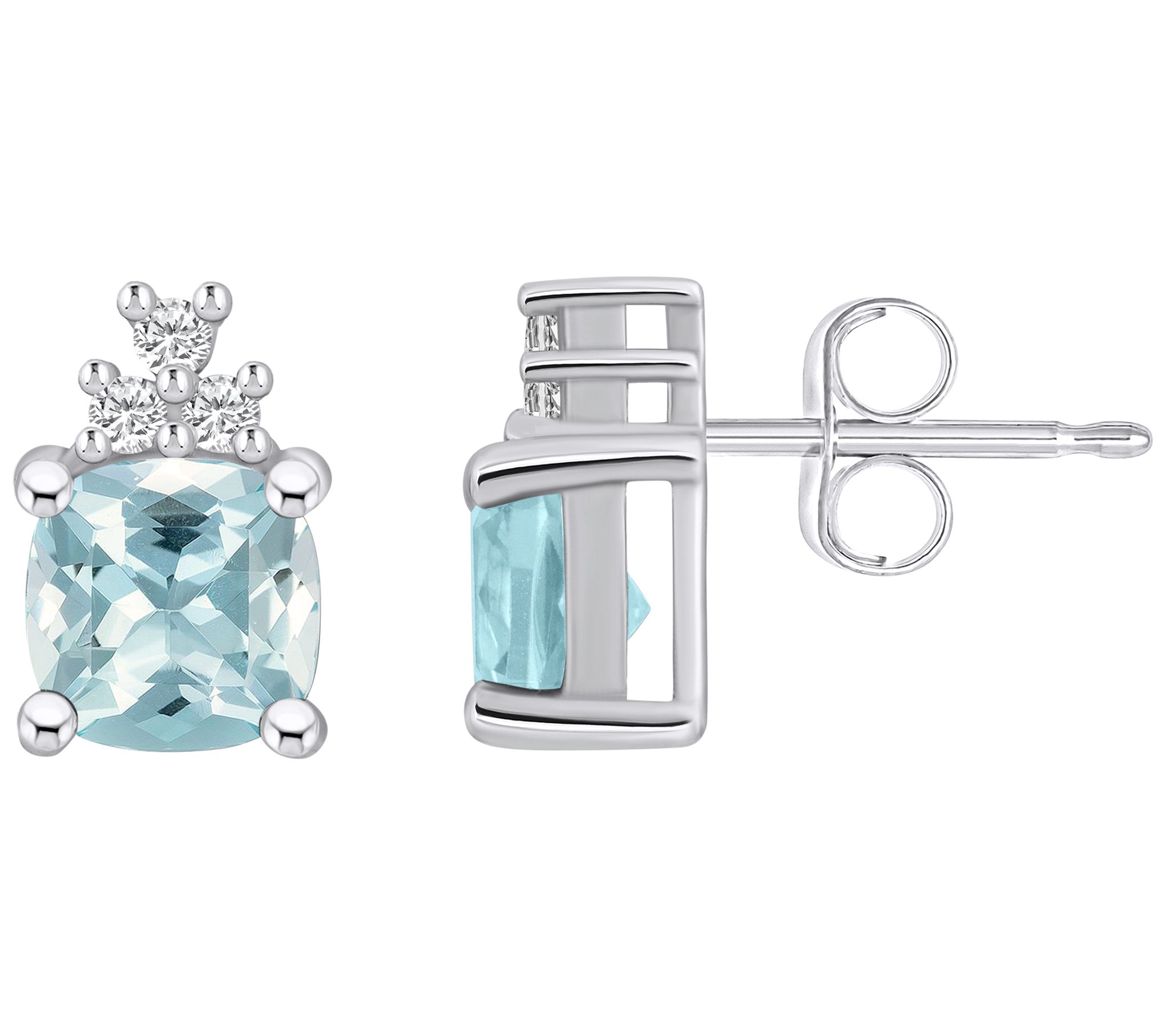 Affinity Gems 14K 1.70 cttw Aquamarine 0.10 cttw Diamond Studs
