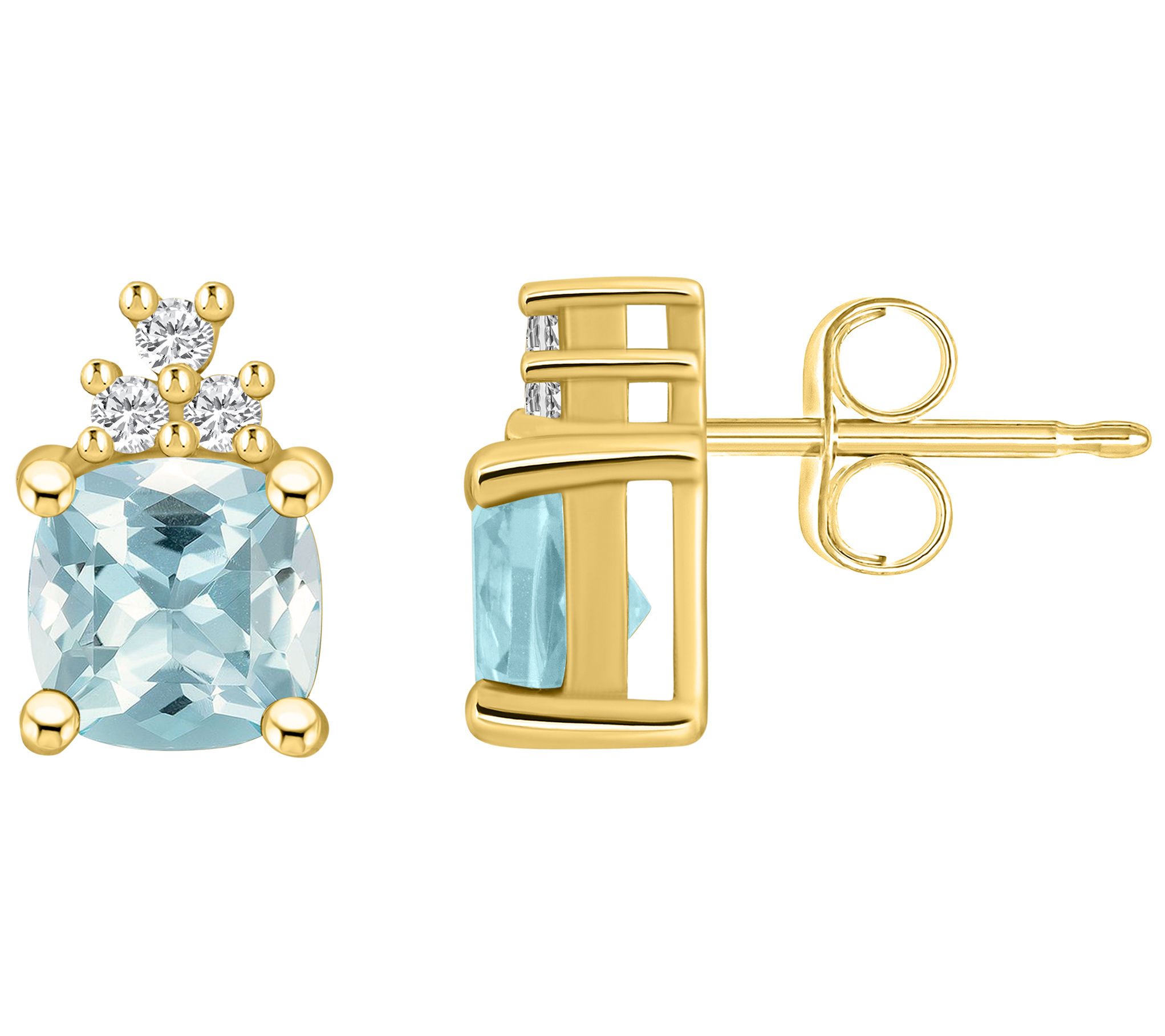 Affinity Gems 14K 1.70 cttw Aquamarine 0.10 cttw Diamond Studs