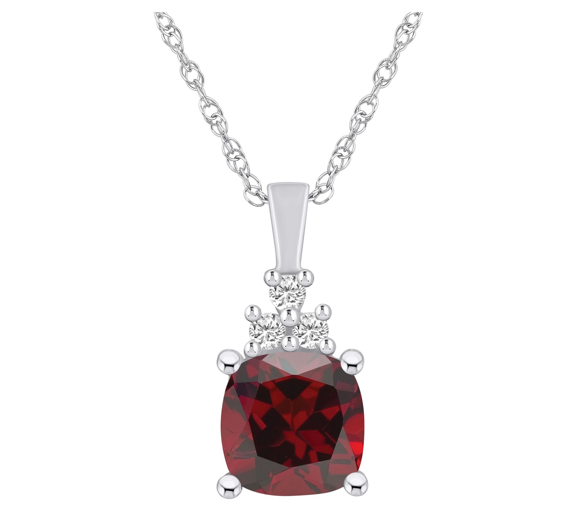 Affinity Gems Cushion Cut & Diamond Pendant w/Chain, 14K Gold