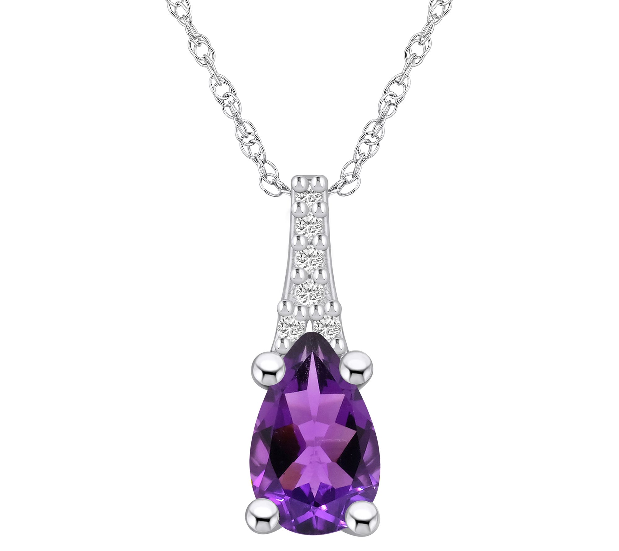 Affinity Gems Pear Gemstone & Diamond Pendant w/ Chain, 14K