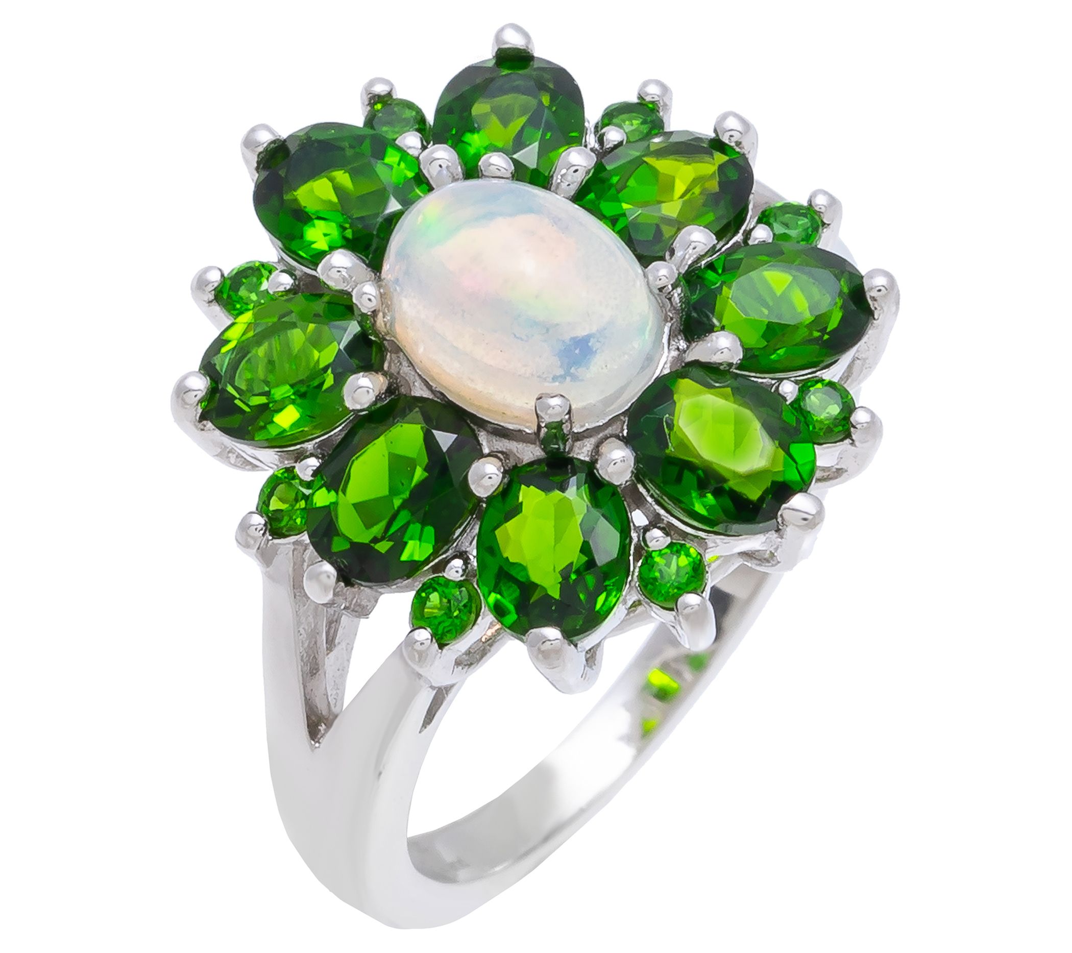 Affinity Gems Opal & Chrome Diopside Ring, Sterling Silver - QVC.com