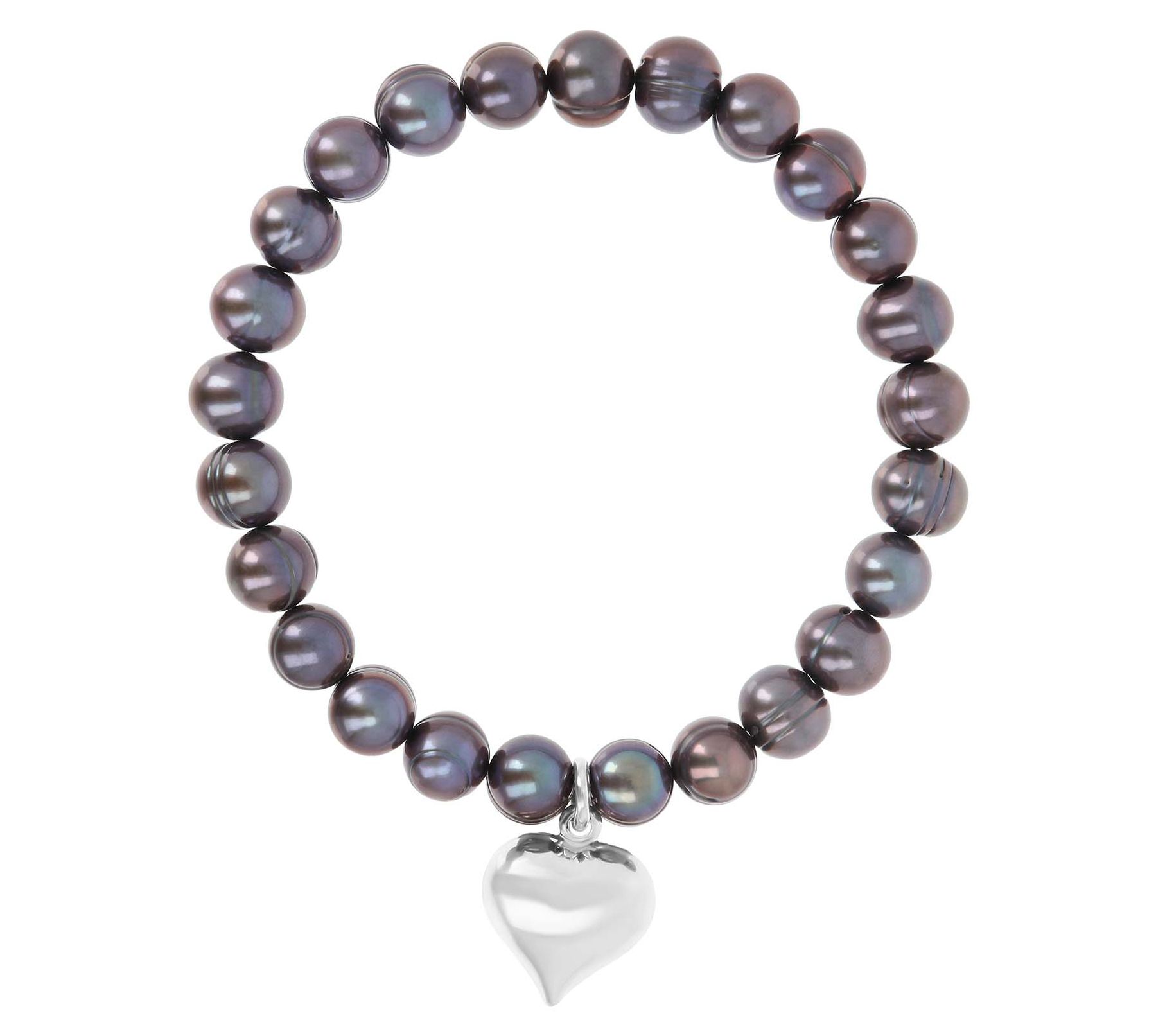 Honora Cultured Pearl Heart Charm StretchBracelet