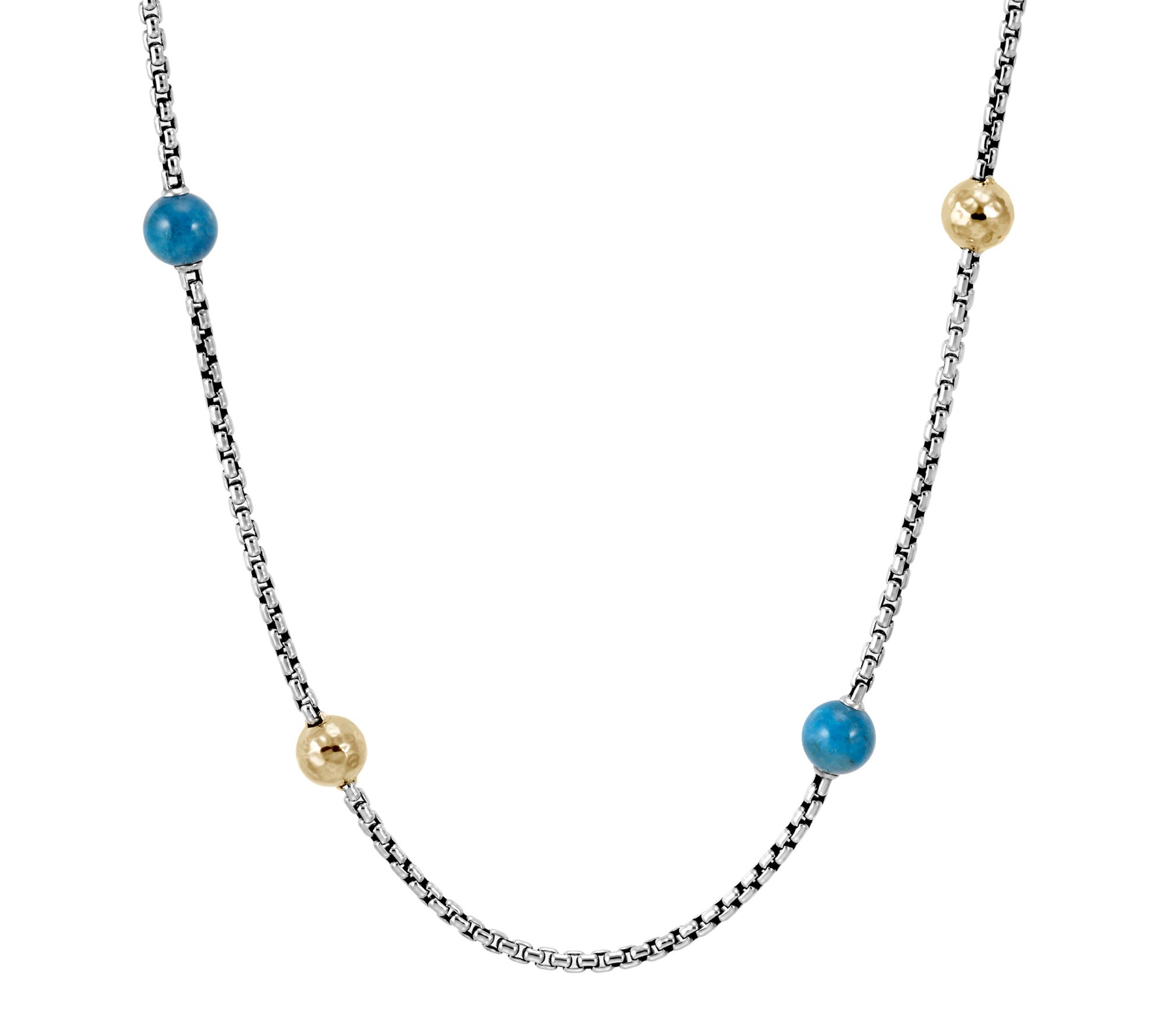 JAI Sterling Silver & 14K Gold & Blue Apatit e Bead Necklace