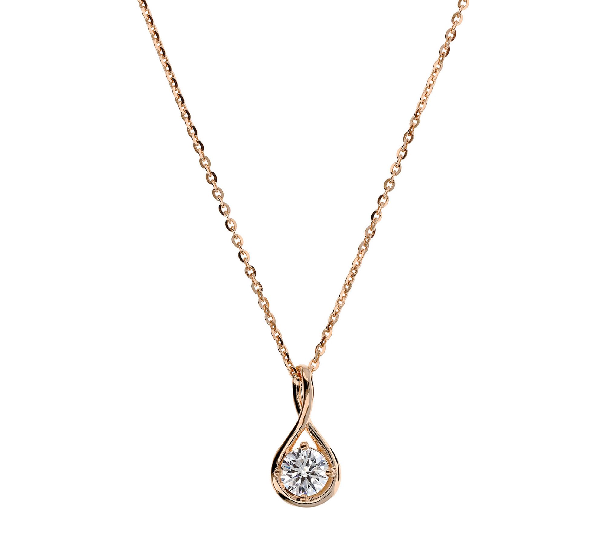 Diamonique 0.90 cttw Infinity Pendant w/ Chain, Sterling