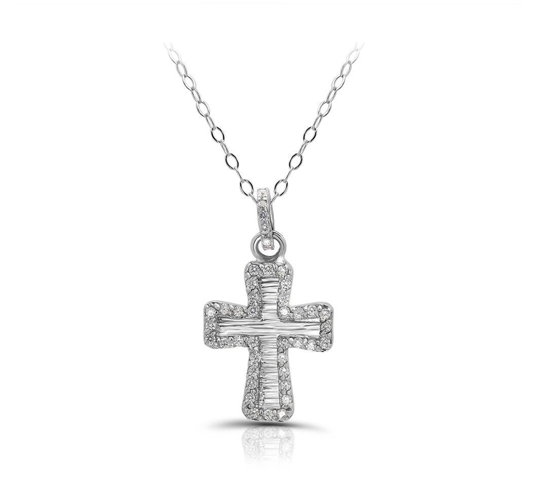 Qvc diamonique sale cross necklace