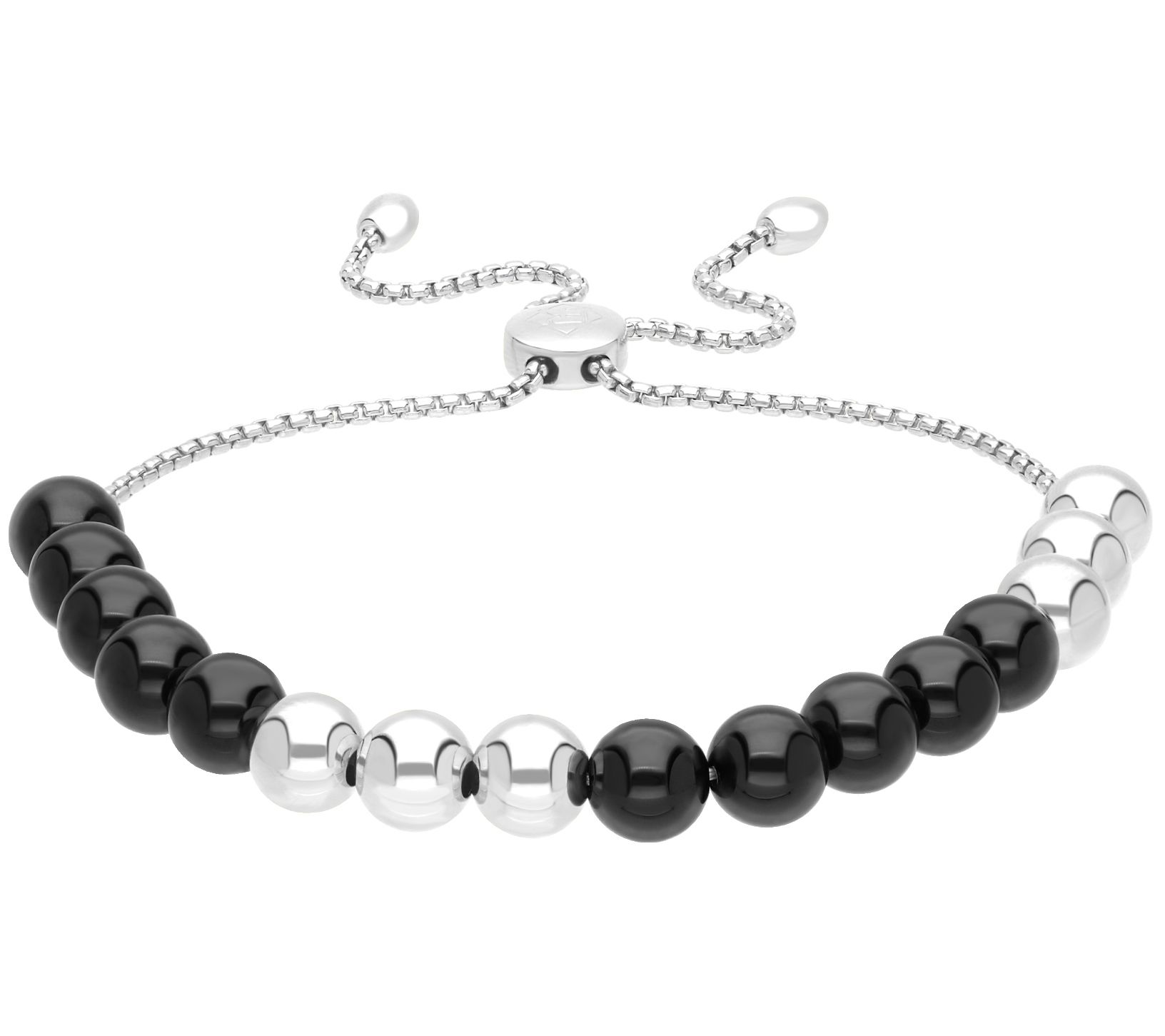 Elyse Ryan Sterling Silver & Onyx Adjustable Be ad Bracelet