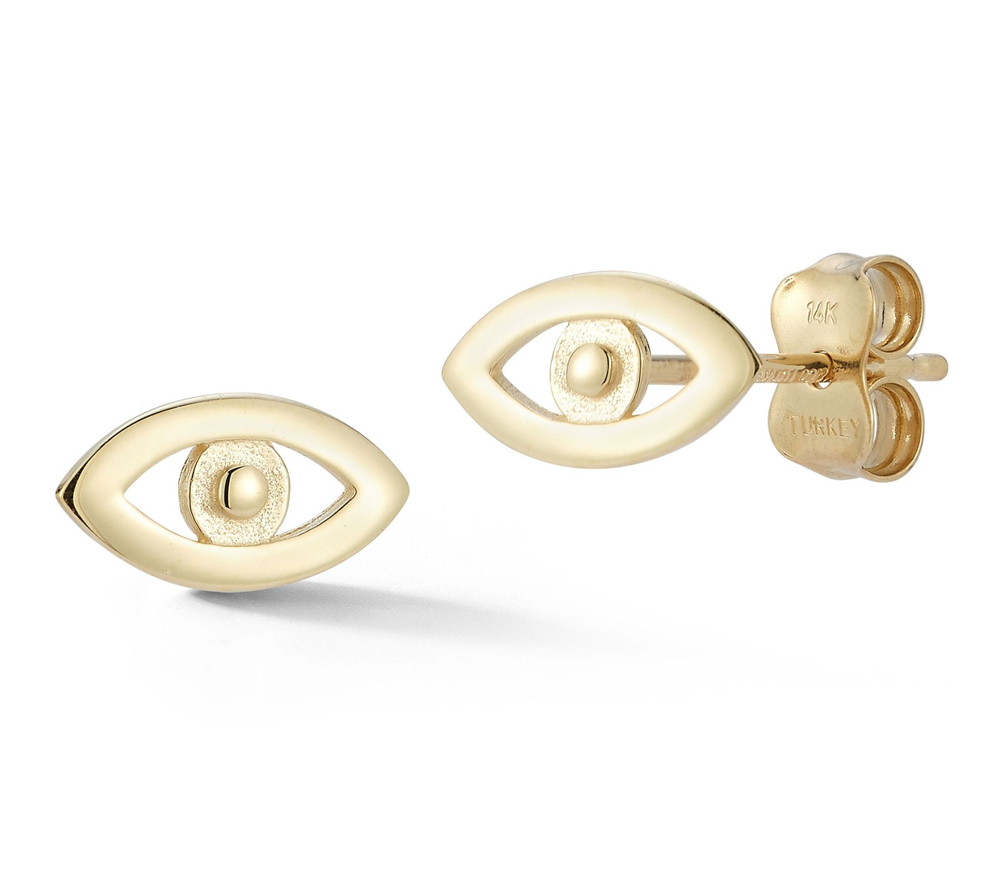Luminosa Gold Flat Evil Eye Stud Earrings, 14K
