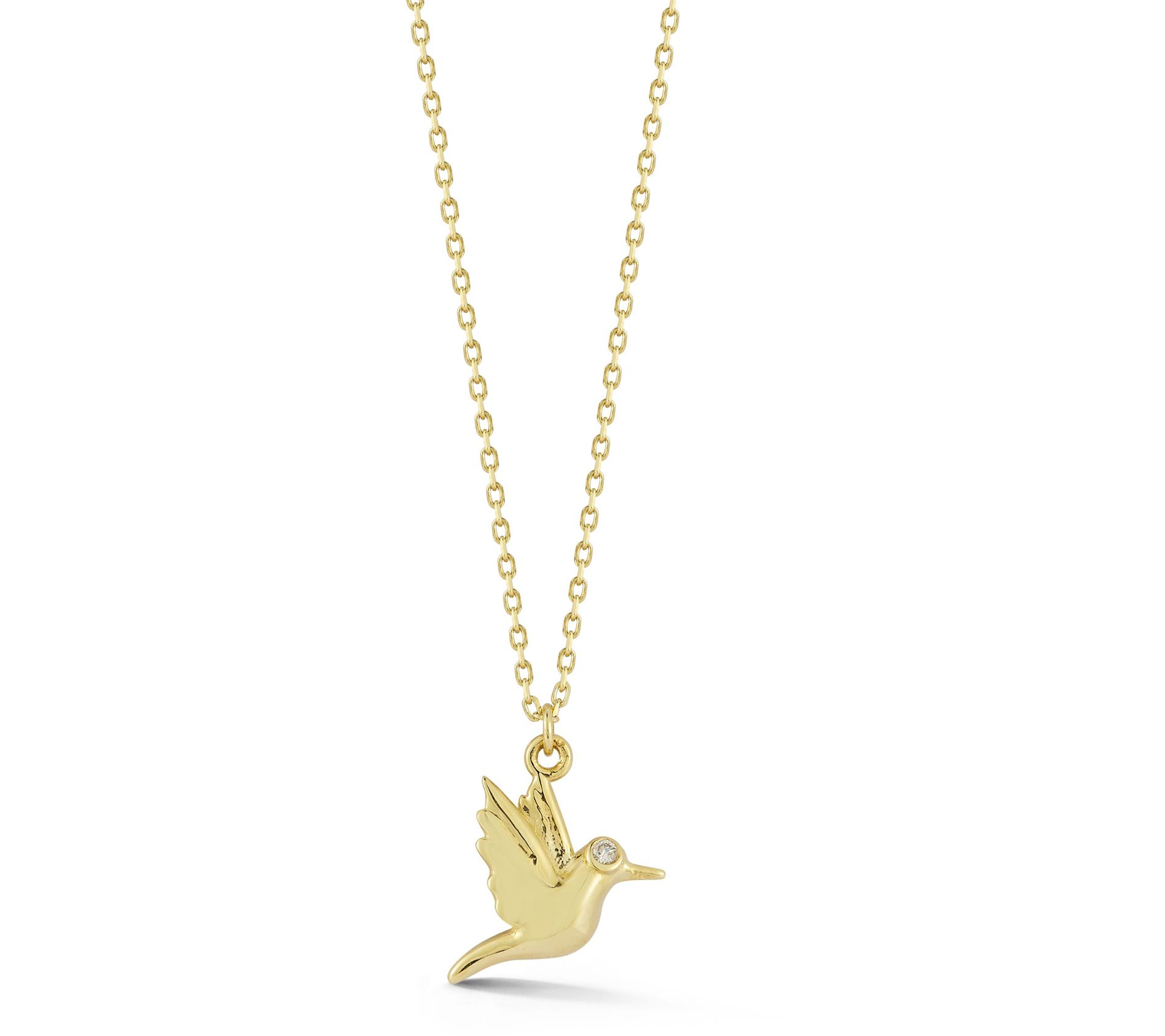 Luminosa Gold Diamond Accent Hummingbird Pendant w/ Chain, 14K