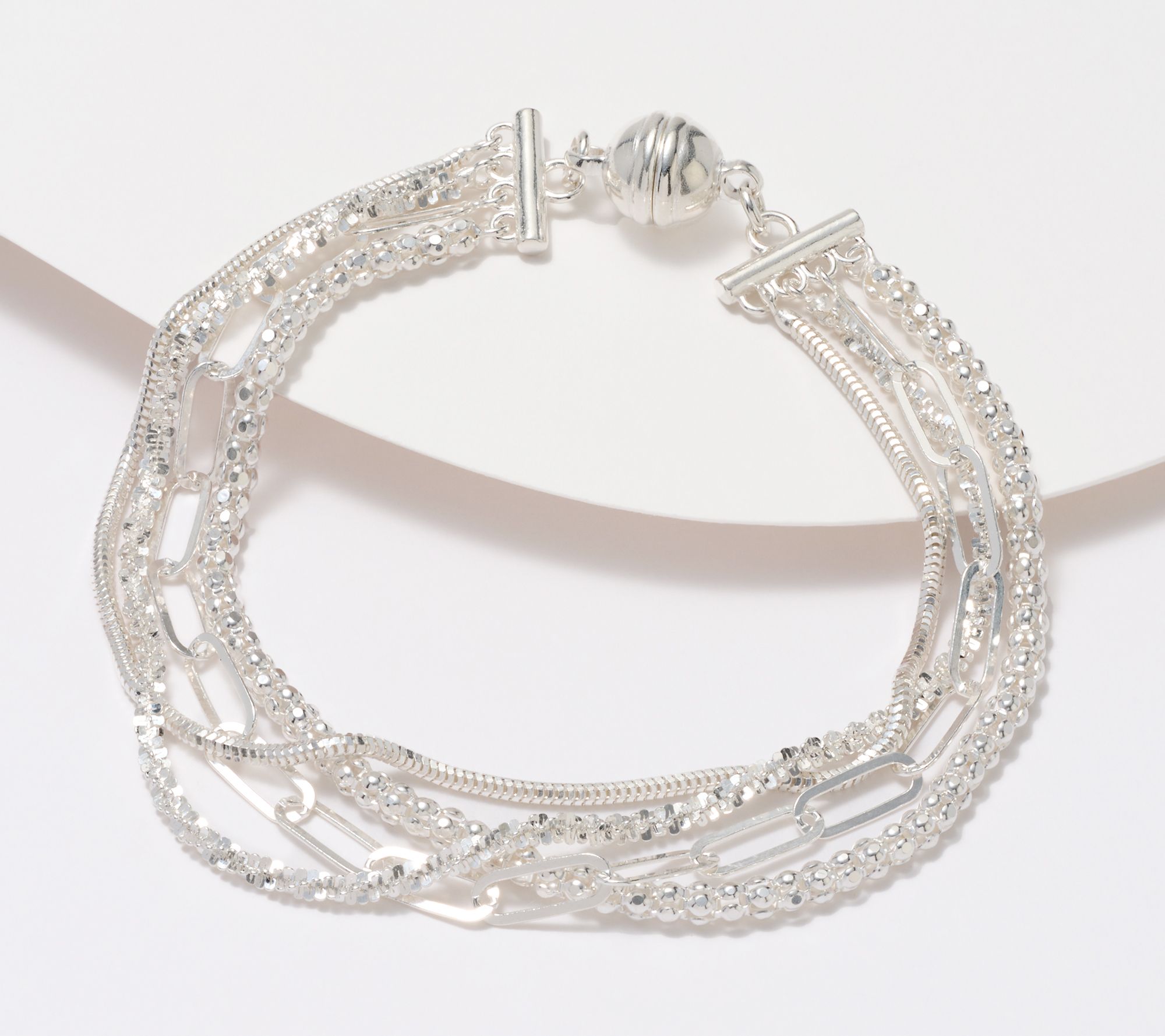 UltraFine 950 Silver Multi Chain Magnetic Bracelet