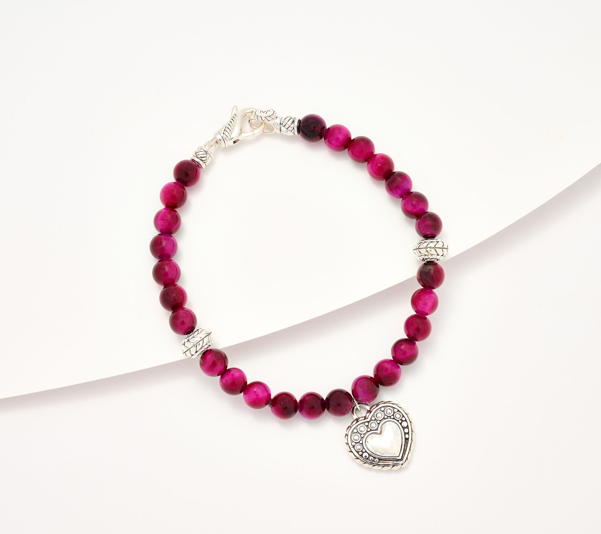 JAI Sterling Silver Figurative Gemstone Bead Charm Bracelet