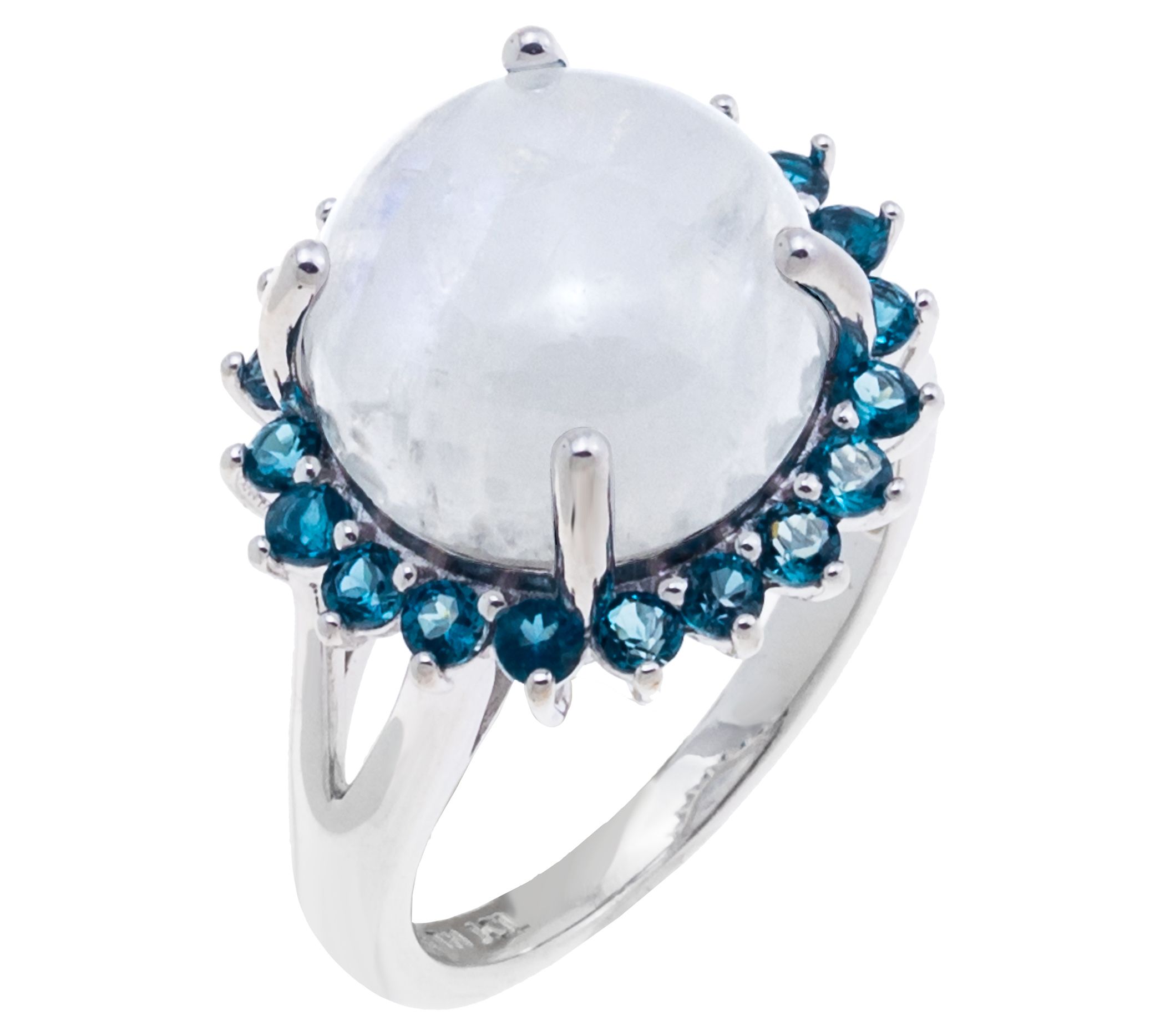 Affinity Gems Moonstone & London Blue Topaz Ring, Sterling