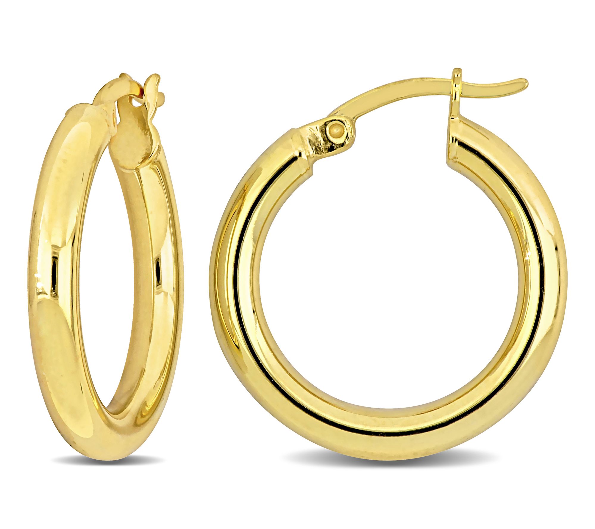 Goldtone Sterling Silver 3/4" Hoop Earrings