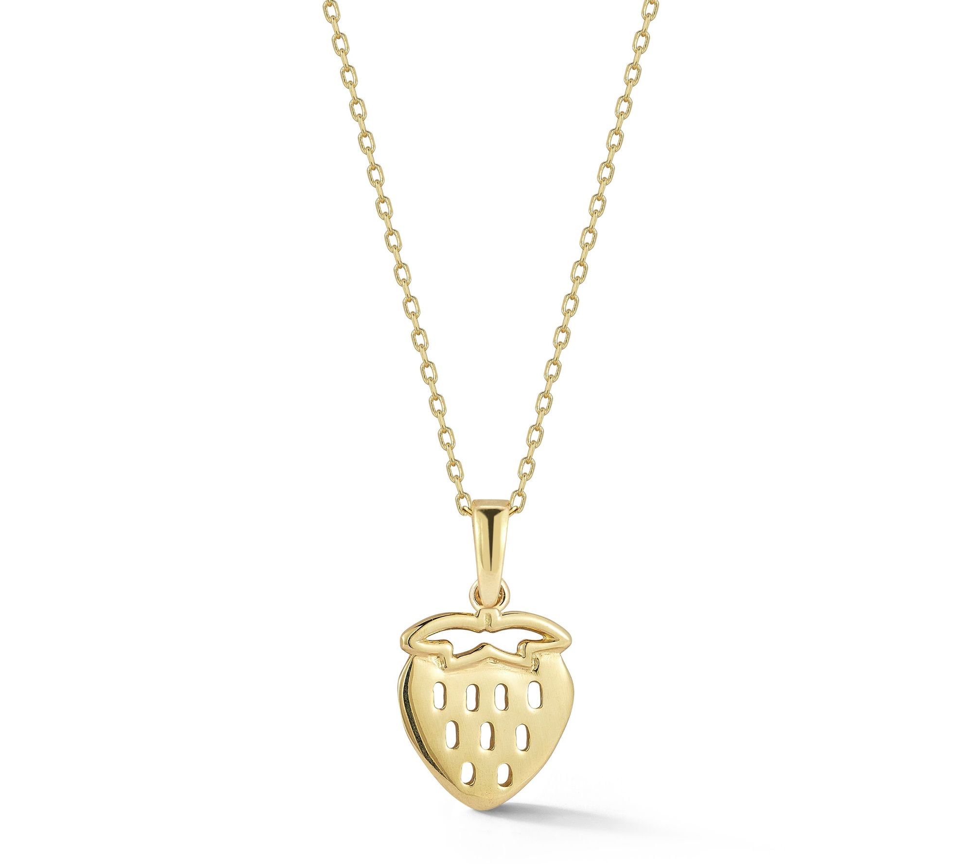 Italian Gold Open Strawberry Pendant w/ Chain,14K