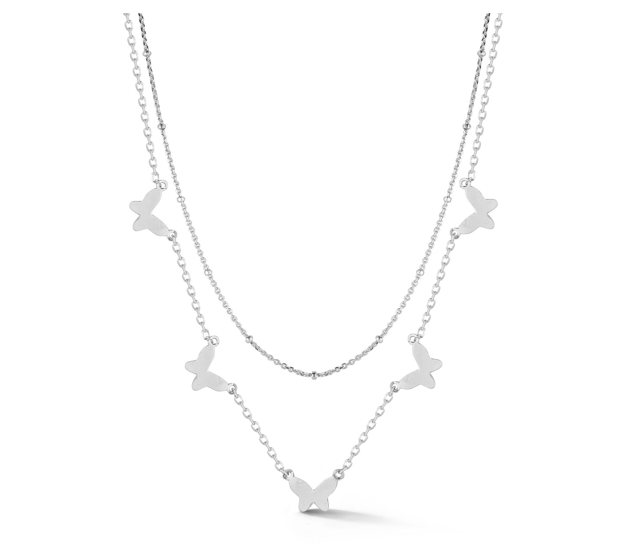 Sterlina Silver Double Layered Butterfly Necklace, Sterling