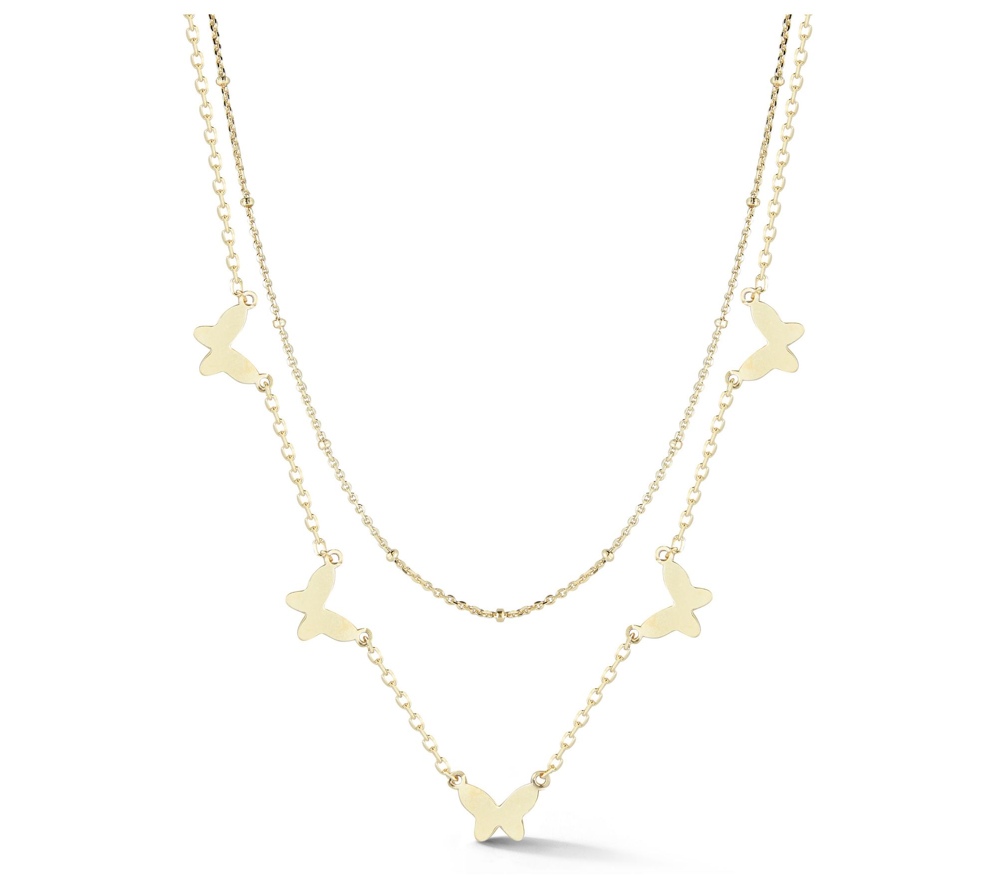 Sterlina Silver Double Layered Butterfly Necklace, Sterling