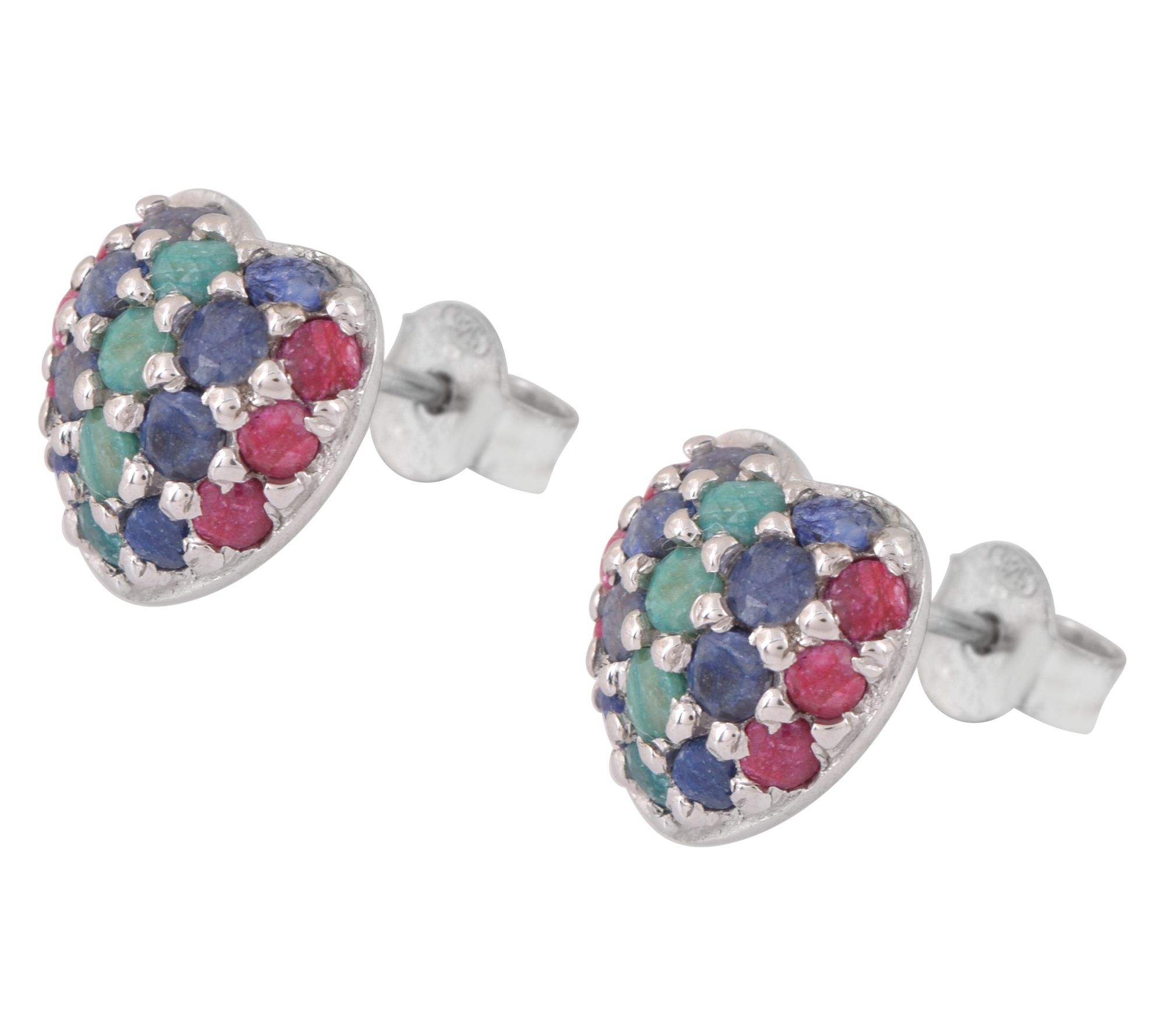 Affinity Gems Corundum Heart Stud Earrings, Sterling Silver