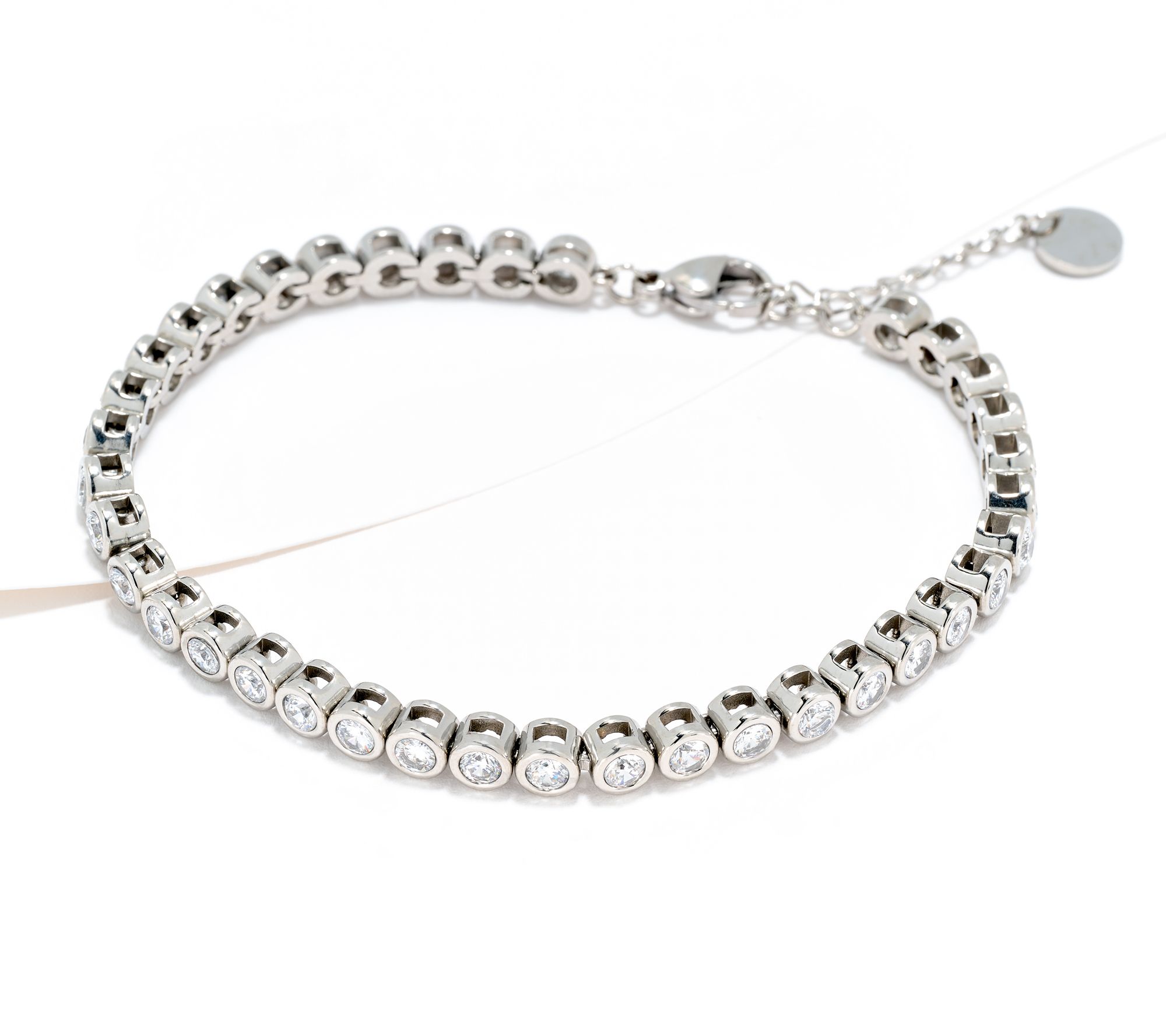 Steel by Diamonique Adjustable Tennis Bracelet