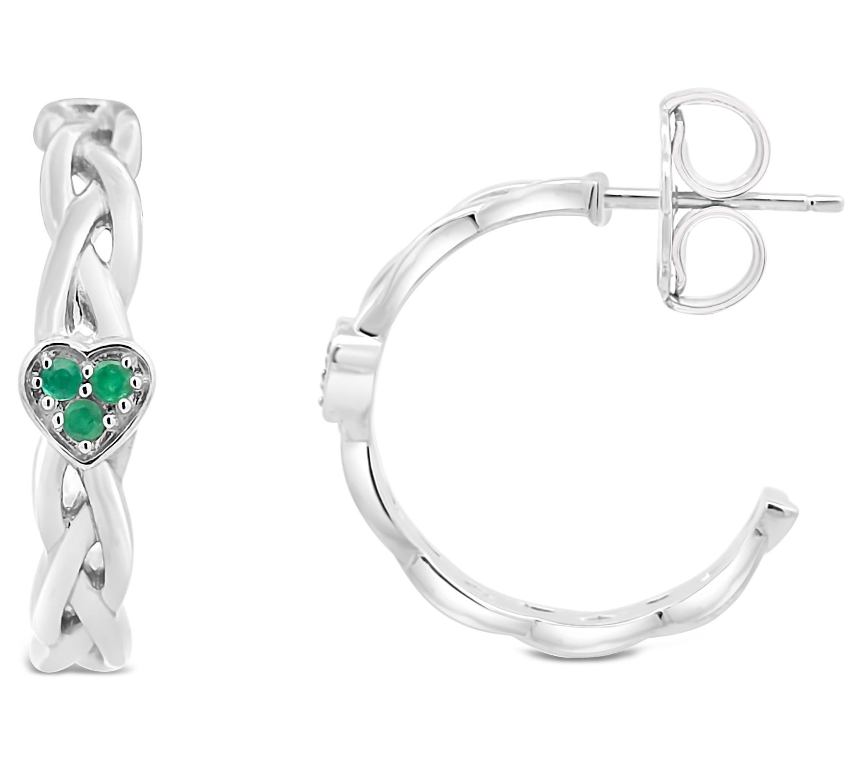 Goddaughters Sterling Emerald Celtic Knot HeartHoop Earrings