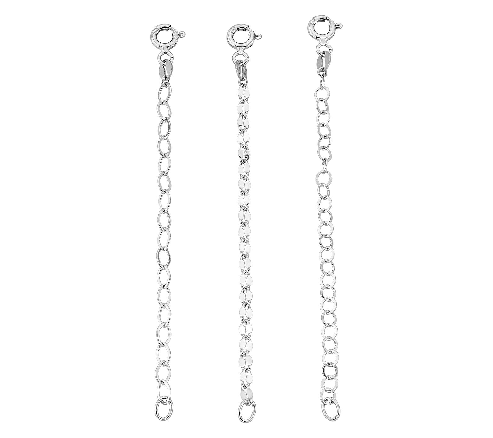 Silver Style Rolo & Mirror &Oval Link ExtenderSet, Sterling