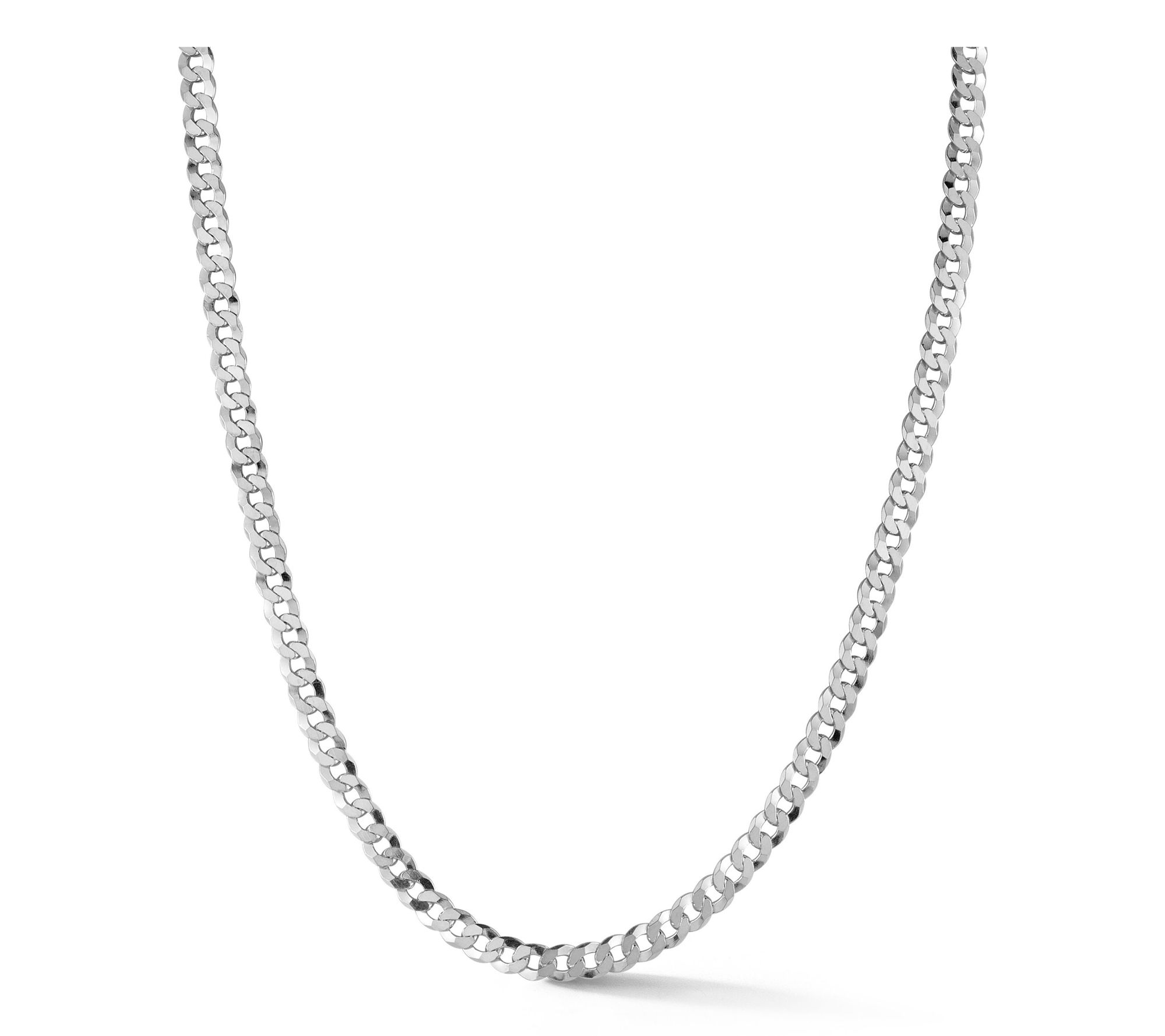 Italian Silver 24" Curb Chain Necklace, Sterling