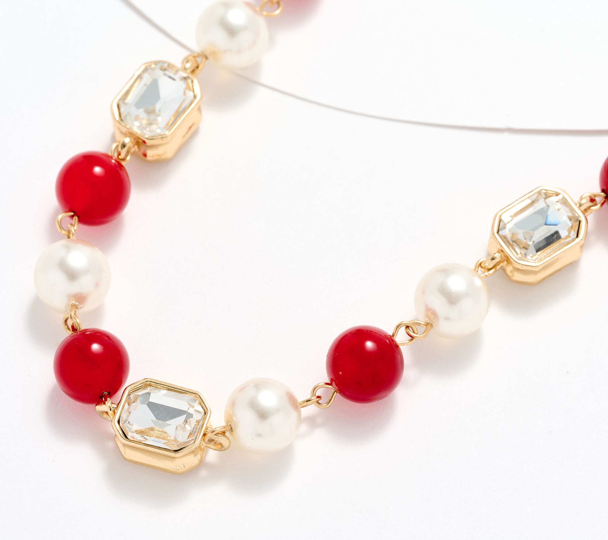 "As Is" Susan Graver Sim. Pearl & Glass Bead Extended Length Necklace