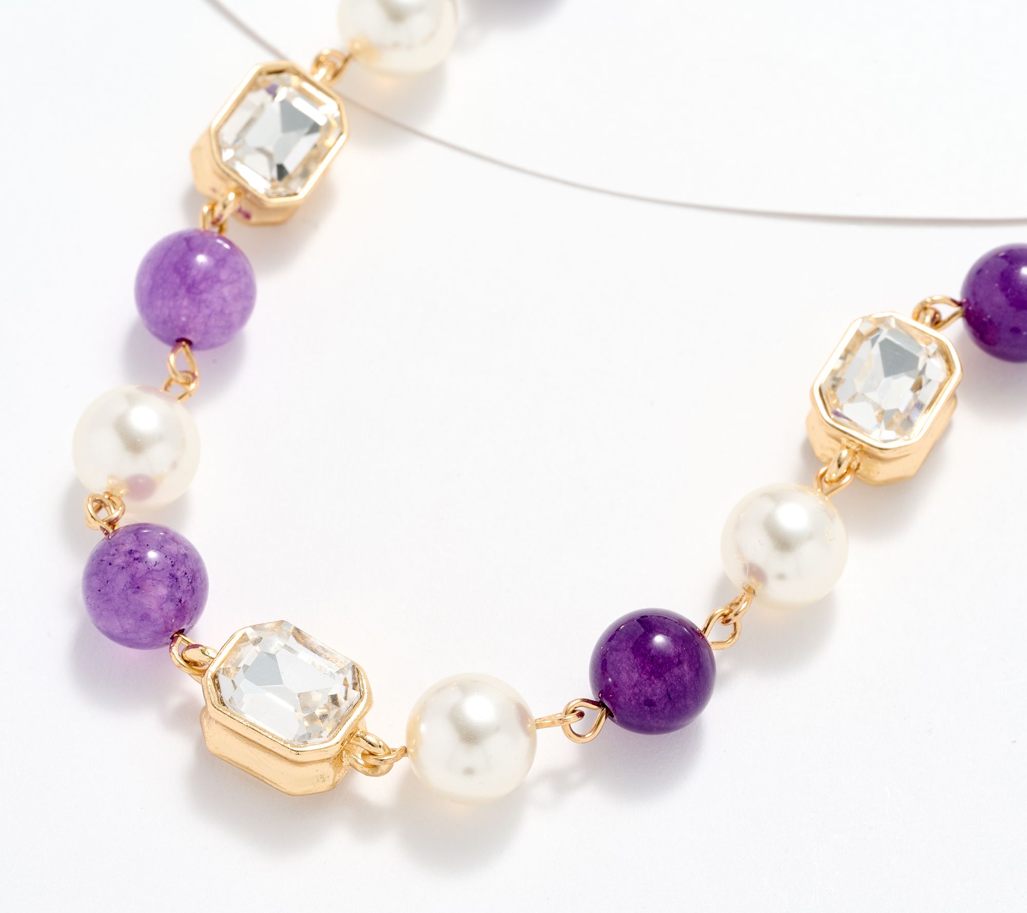 "As Is" Susan Graver Sim. Pearl & Glass Bead Extended Length Necklace