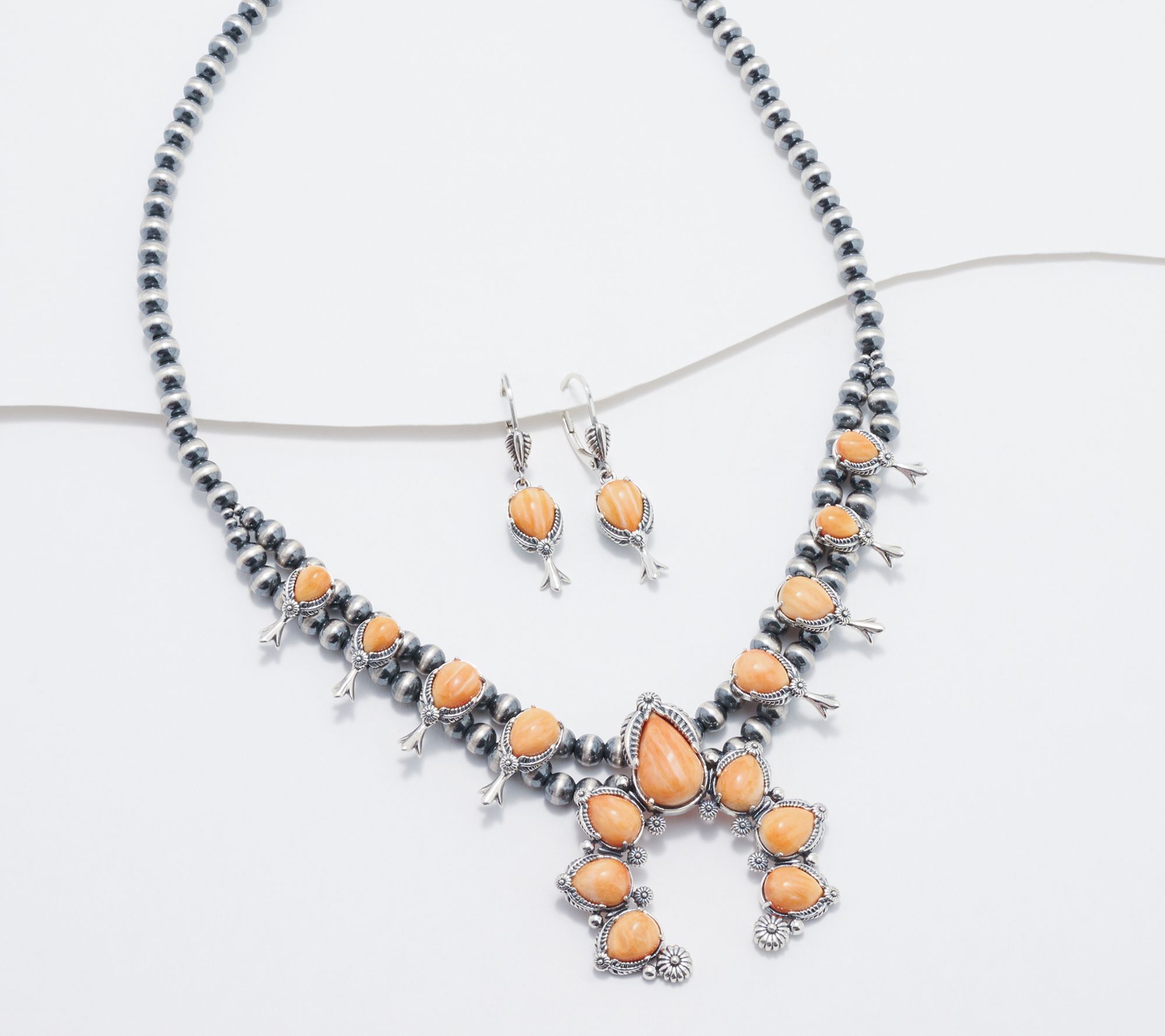 Jasmine♡ ✽A-71✽アメリカンフラワー✽髪飾り American West Sterling Silver Gemstone Squash Bloom Necklace