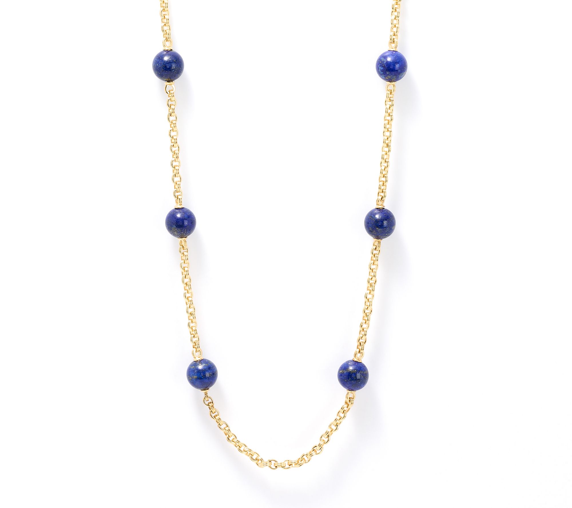 Christian James Sterling Silver Gemstone Bead Double Rolo Necklace