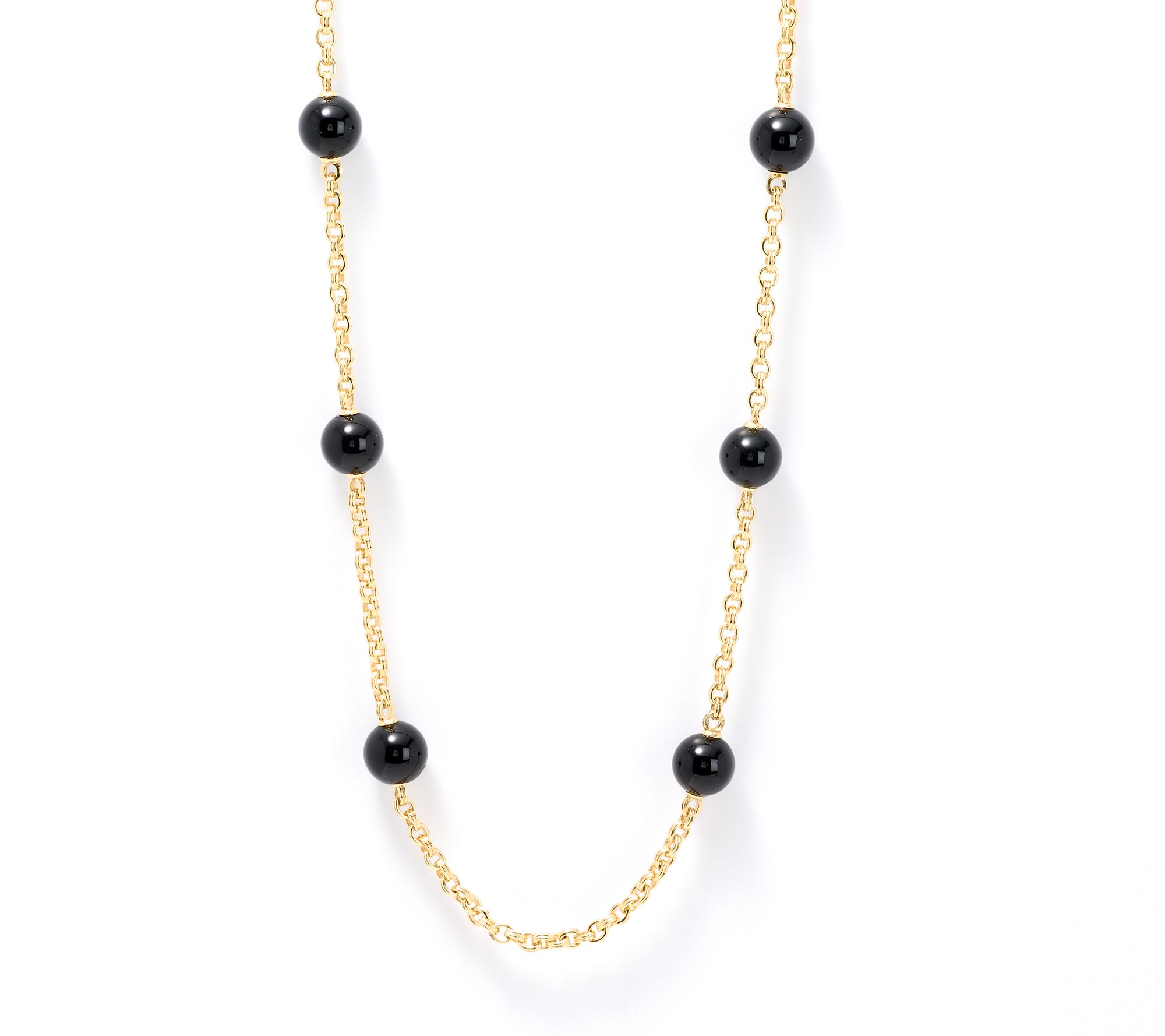 Christian James Sterling Silver Gemstone Bead Double Rolo Necklace