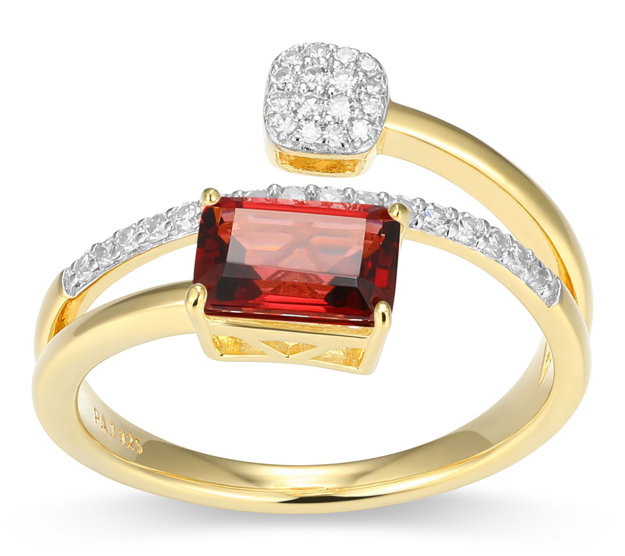 LuxLab Grown Birthstone & Diamond Bypass Ring,18K Gold Plated