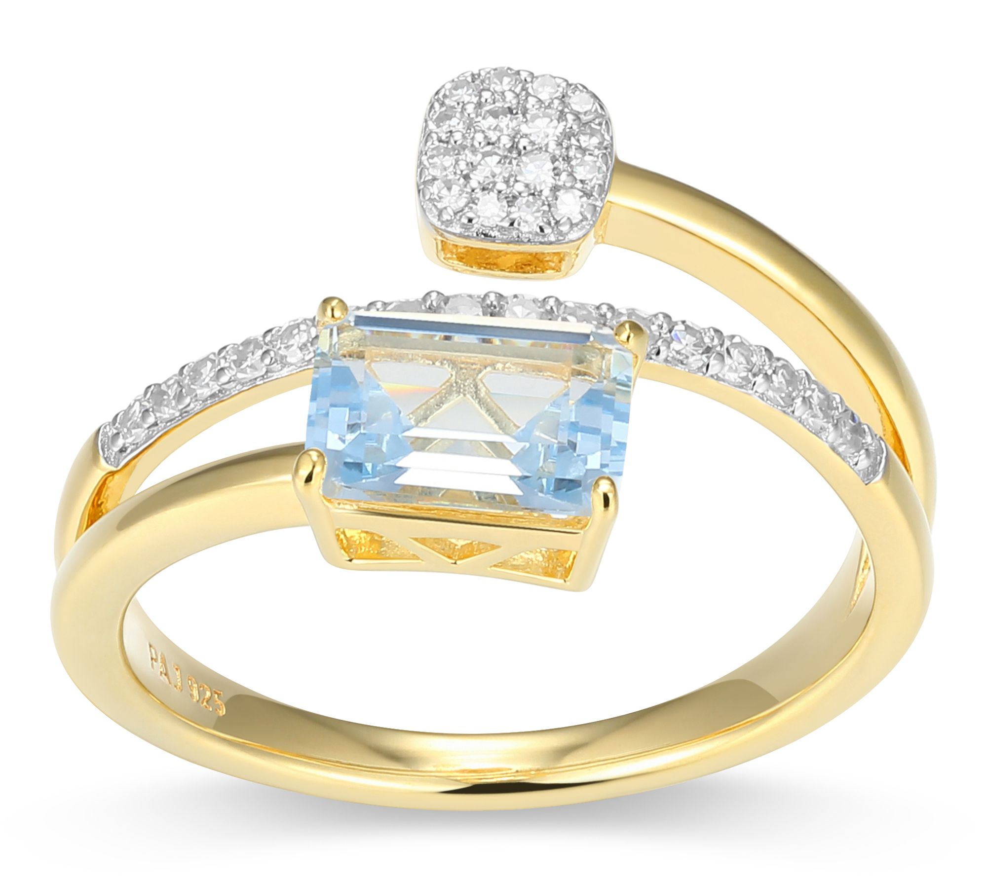 LuxLab Grown Birthstone & Diamond Bypass Ring, 18K Gold Plated