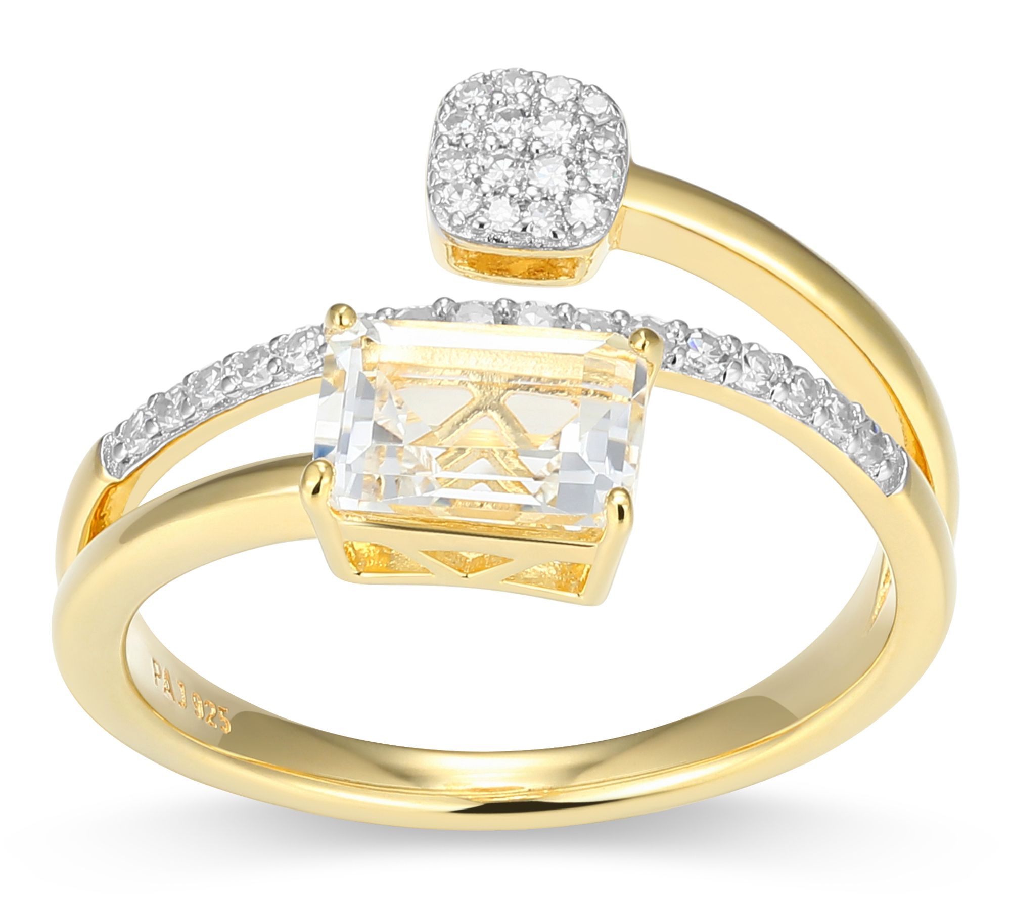 LuxLab Grown Birthstone & Diamond Bypass Ring, 18K Gold Plated