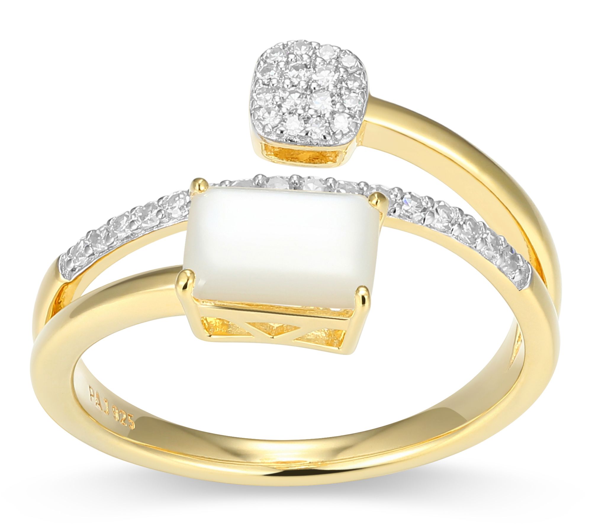 LuxLab Grown Birthstone & Diamond Bypass Ring, 18K Gold Plated