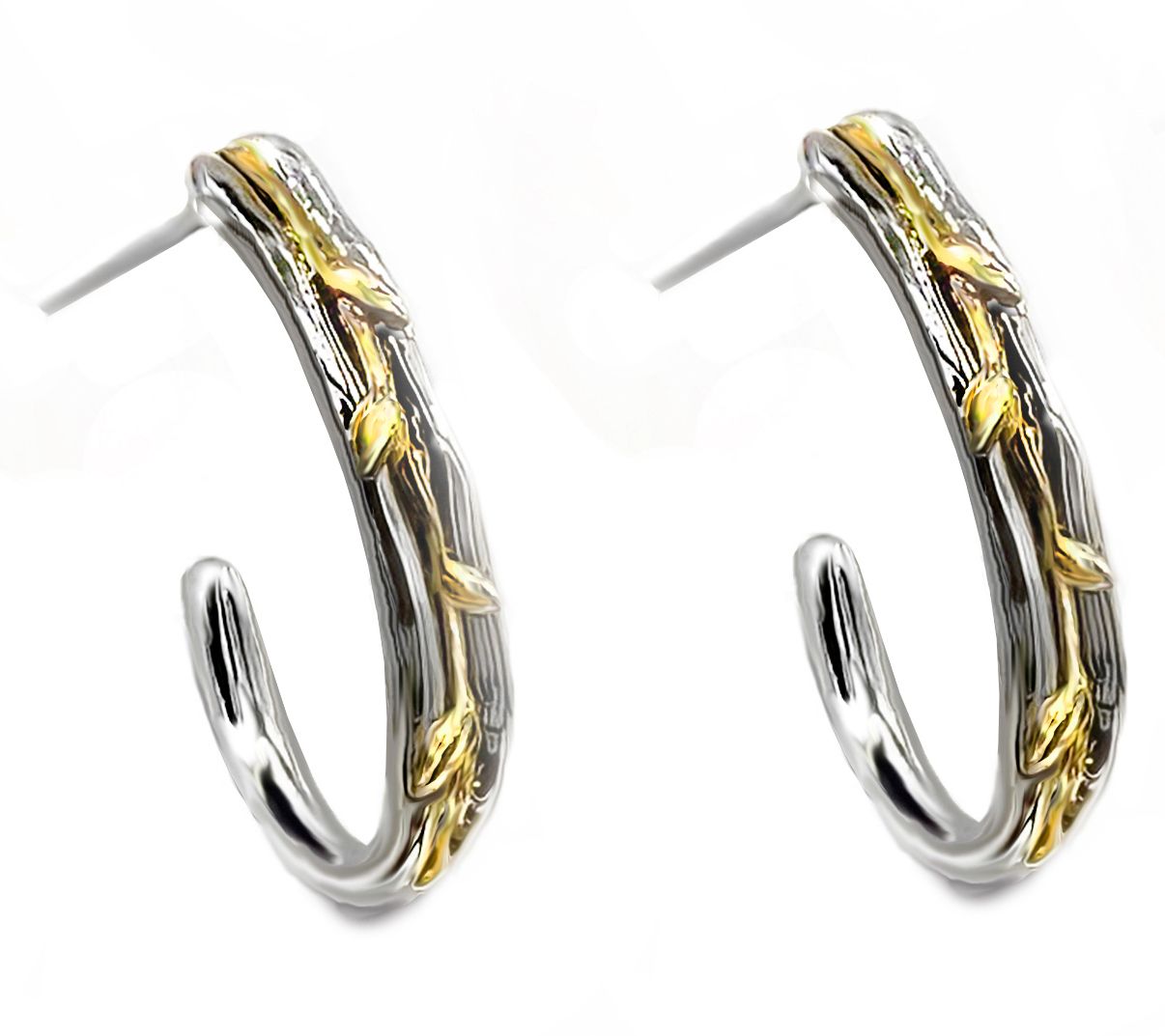 Hagit Sterling & 14K Gold Laurel Bay Wreath Hoop Earrings